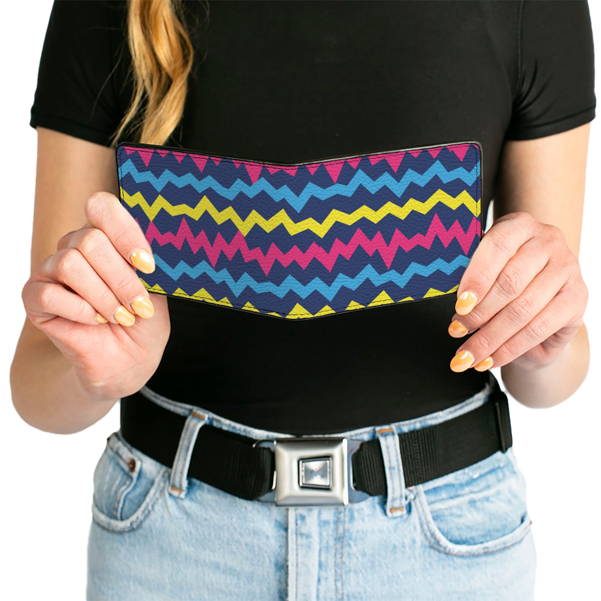 Bi-Fold Wallet - Scribble Zig Zag Stripe Navy/Multi Color Bi-Fold Wallets Buckle-Down