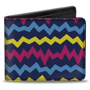 Bi-Fold Wallet - Scribble Zig Zag Stripe Navy/Multi Color Bi-Fold Wallets Buckle-Down