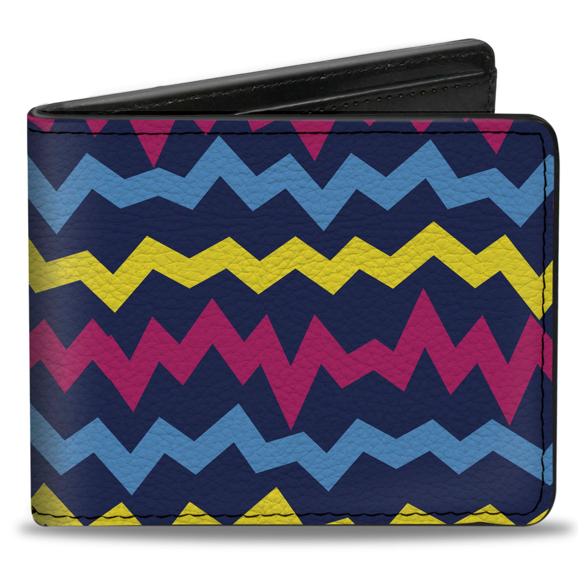 Bi-Fold Wallet - Scribble Zig Zag Stripe Navy/Multi Color Bi-Fold Wallets Buckle-Down