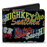 Bi-Fold Wallet - Slang Verbiage Stacked Black/Multi Color Bi-Fold Wallets Buckle-Down
