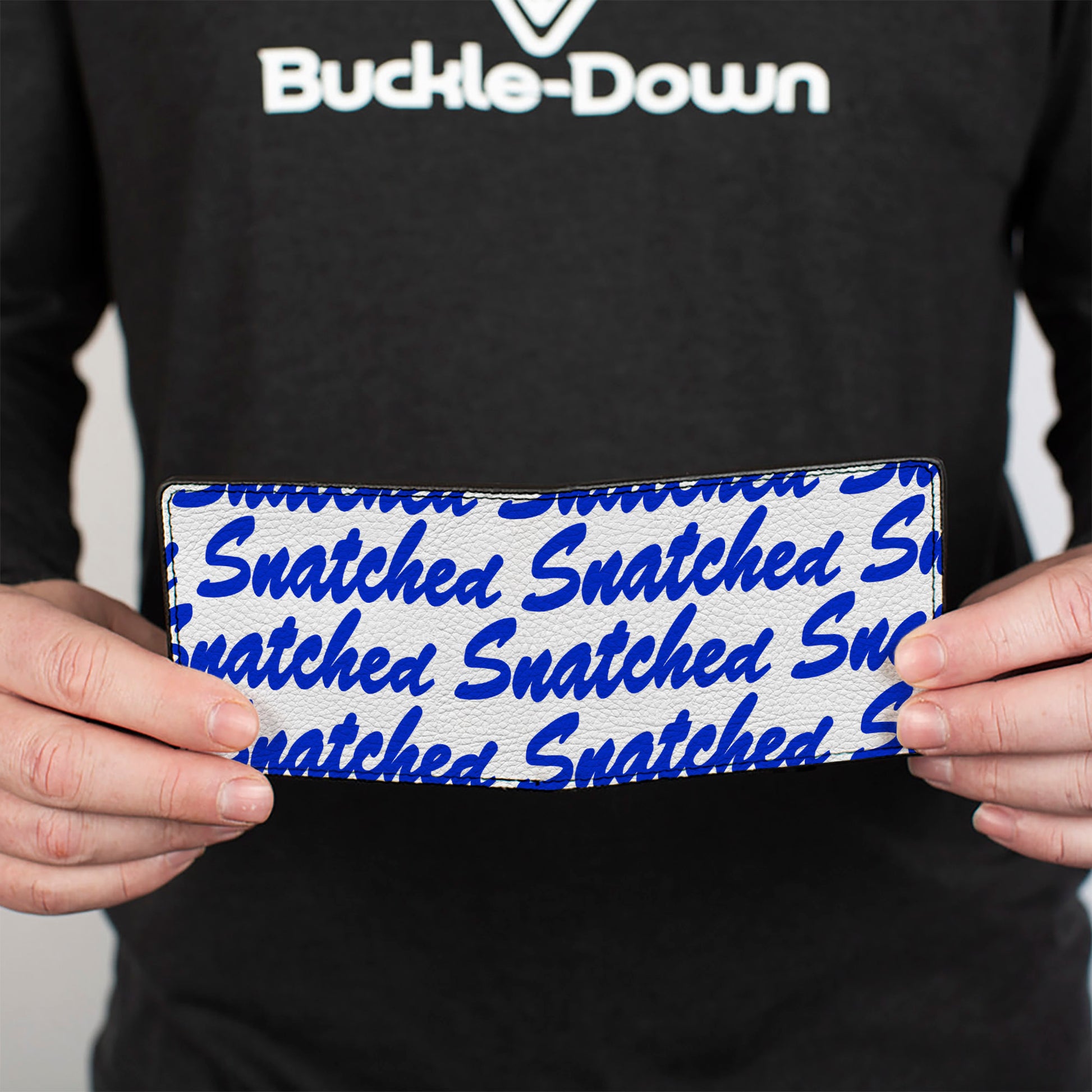 Bi-Fold Wallet - SNATCHED Script White/Blue Bi-Fold Wallets Buckle-Down