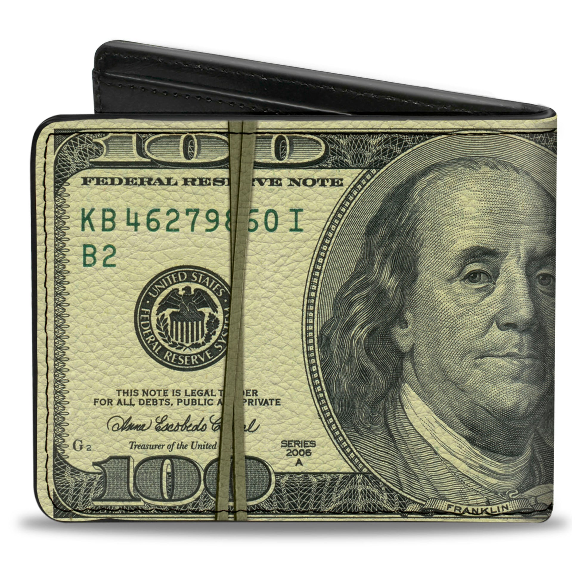 Bi-Fold Wallet - 100 Dollar Bill Series 2006 w Rubberband Bi-Fold Wallets Buckle-Down