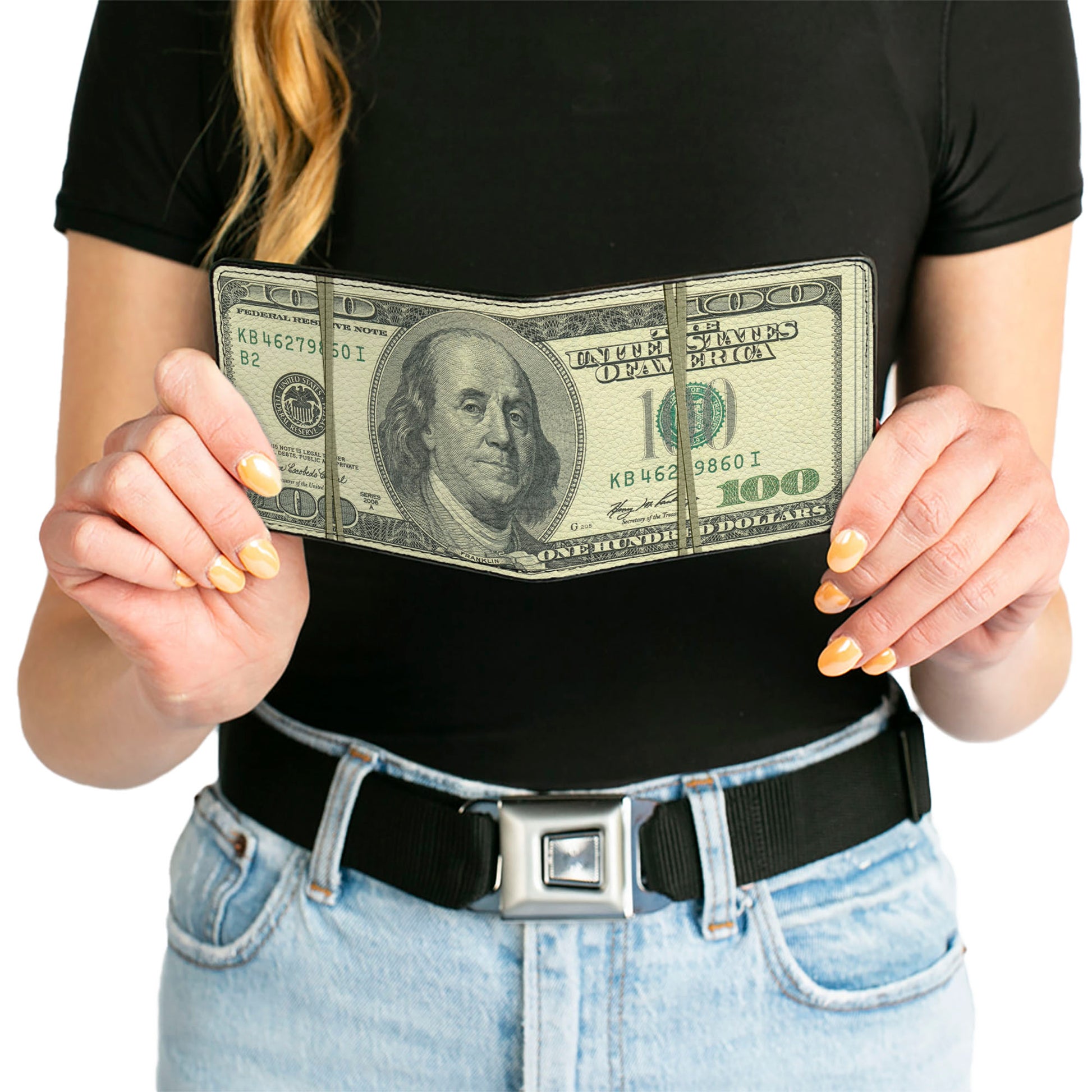 Bi-Fold Wallet - 100 Dollar Bill Series 2006 w Rubberband Bi-Fold Wallets Buckle-Down