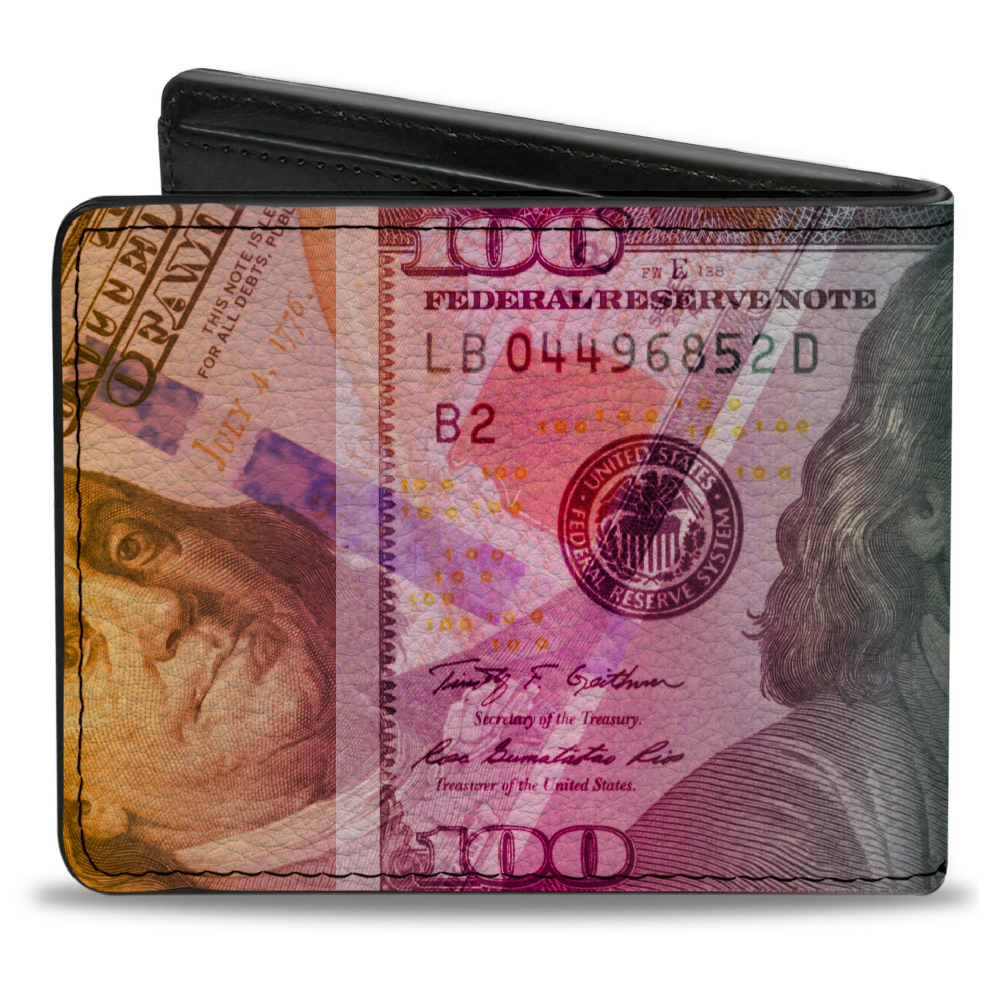 Bi-Fold Wallet - 100 Dollar Bill Series 2009 Stacked Multi Color Bi-Fold Wallets Buckle-Down