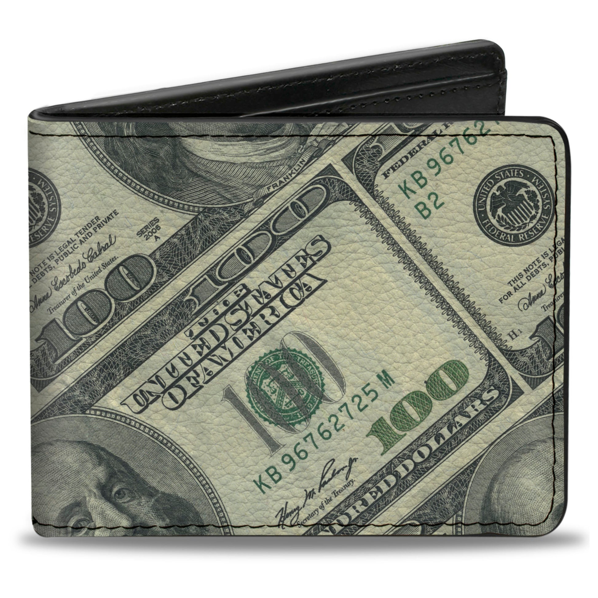 Bi-Fold Wallet - 100 Dollar Bills Series 2006 Diagonal Bi-Fold Wallets Buckle-Down