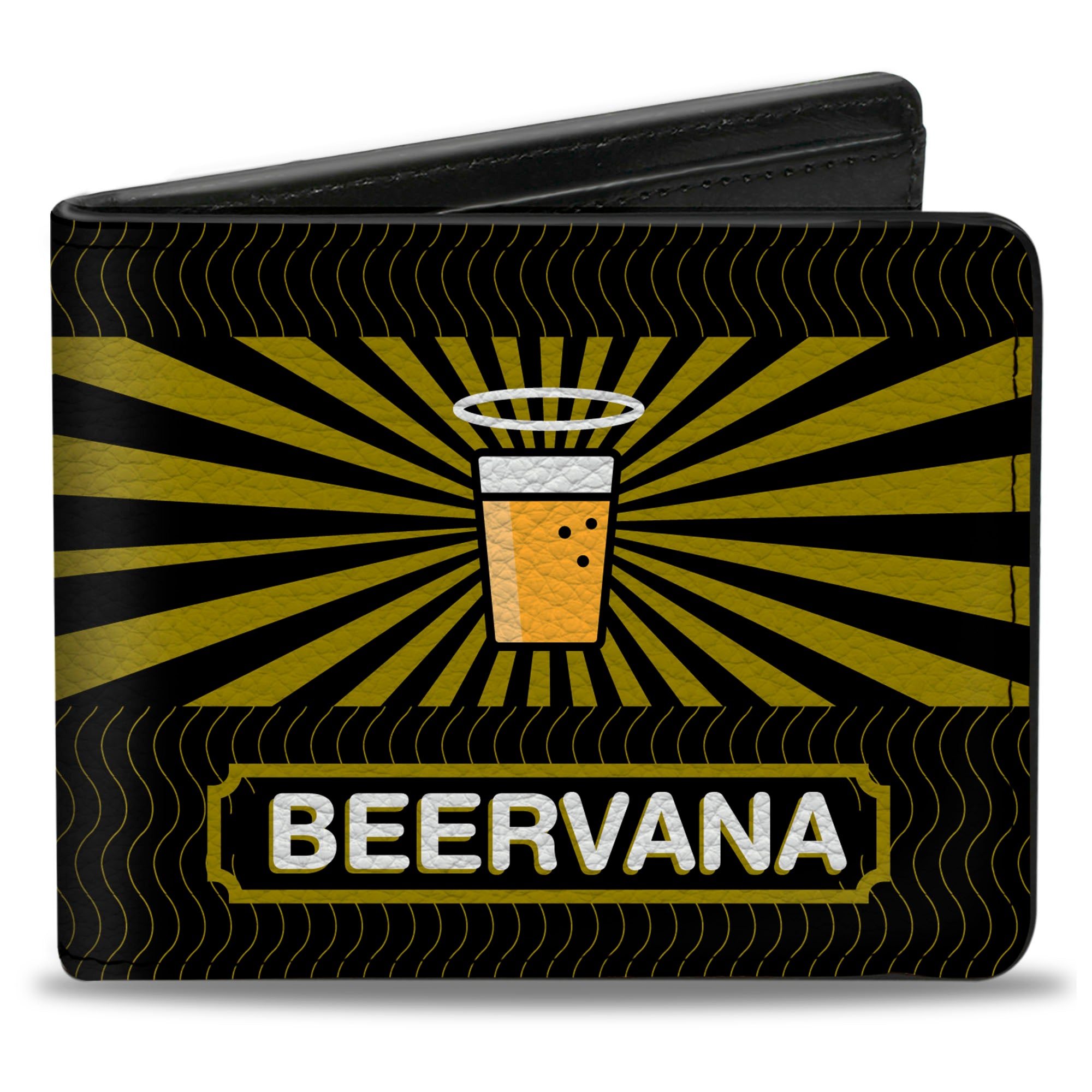 Bi-Fold Wallet - Beer Pint/BEERVANA Rays/Waves Black/Olive Bi-Fold Wallets Buckle-Down