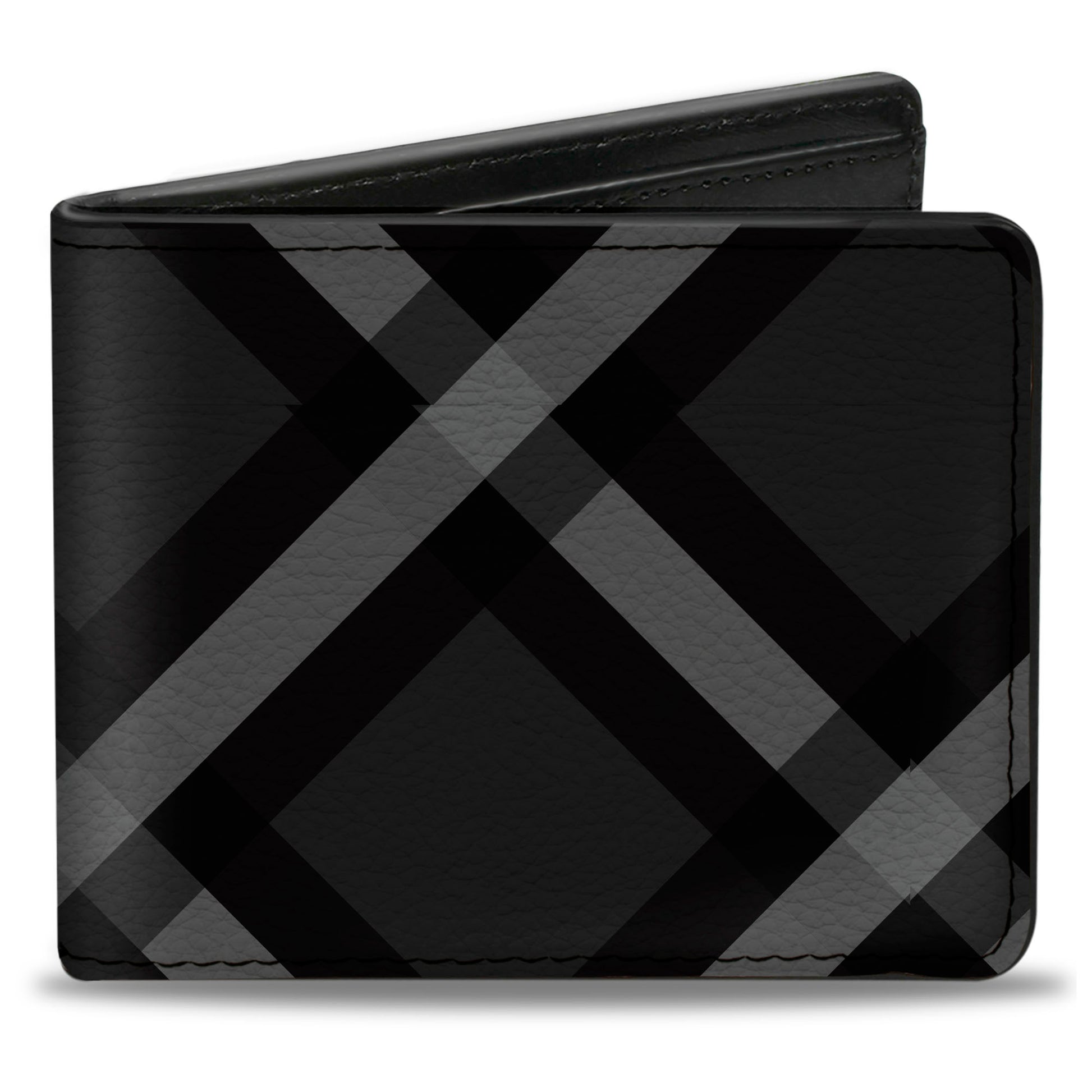 Buckle-Down Men's Buffalo Plaid Bifold Wallet - Vegan Leather, 5 Card Slots, ID Window