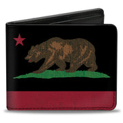 Bi-Fold Wallet - California Flag Bear Weathered Black Bi-Fold Wallets Buckle-Down