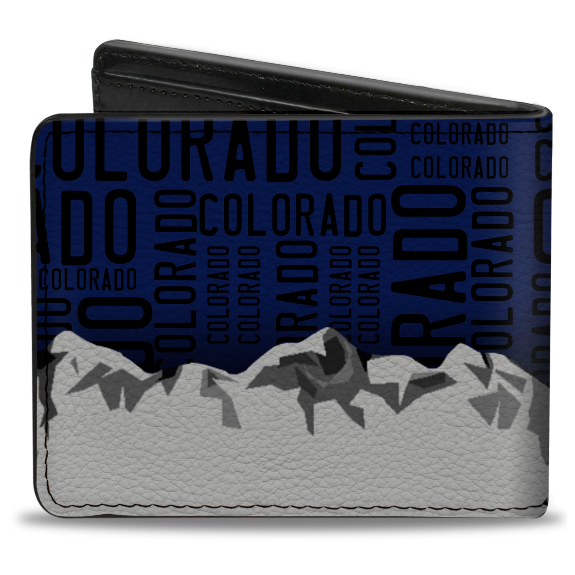 Bi-Fold Wallet - Colorado Logo Mountains Text Blue Black Bi-Fold Wallets Buckle-Down
