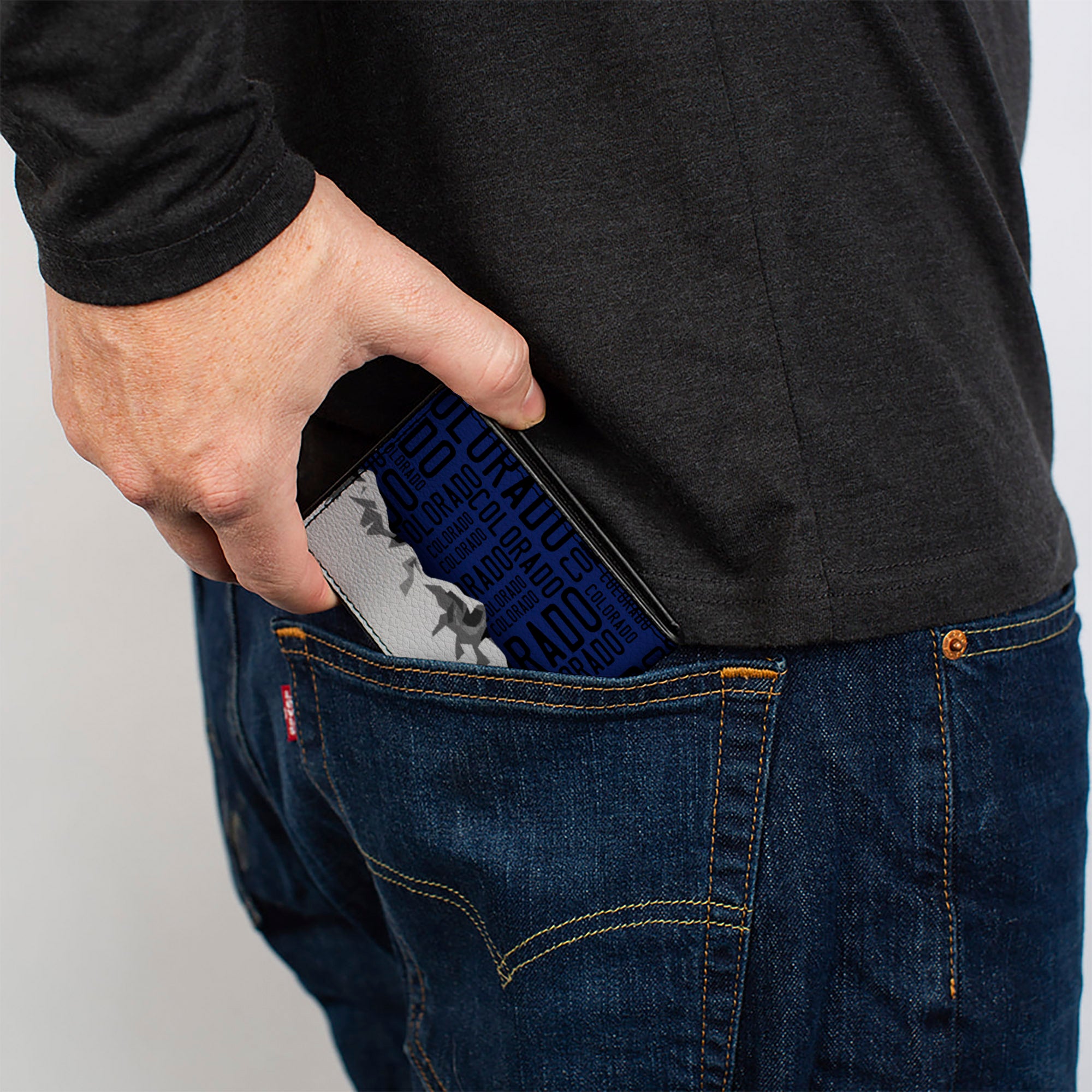 Bi-Fold Wallet - Colorado Logo Mountains Text Blue Black Bi-Fold Wallets Buckle-Down