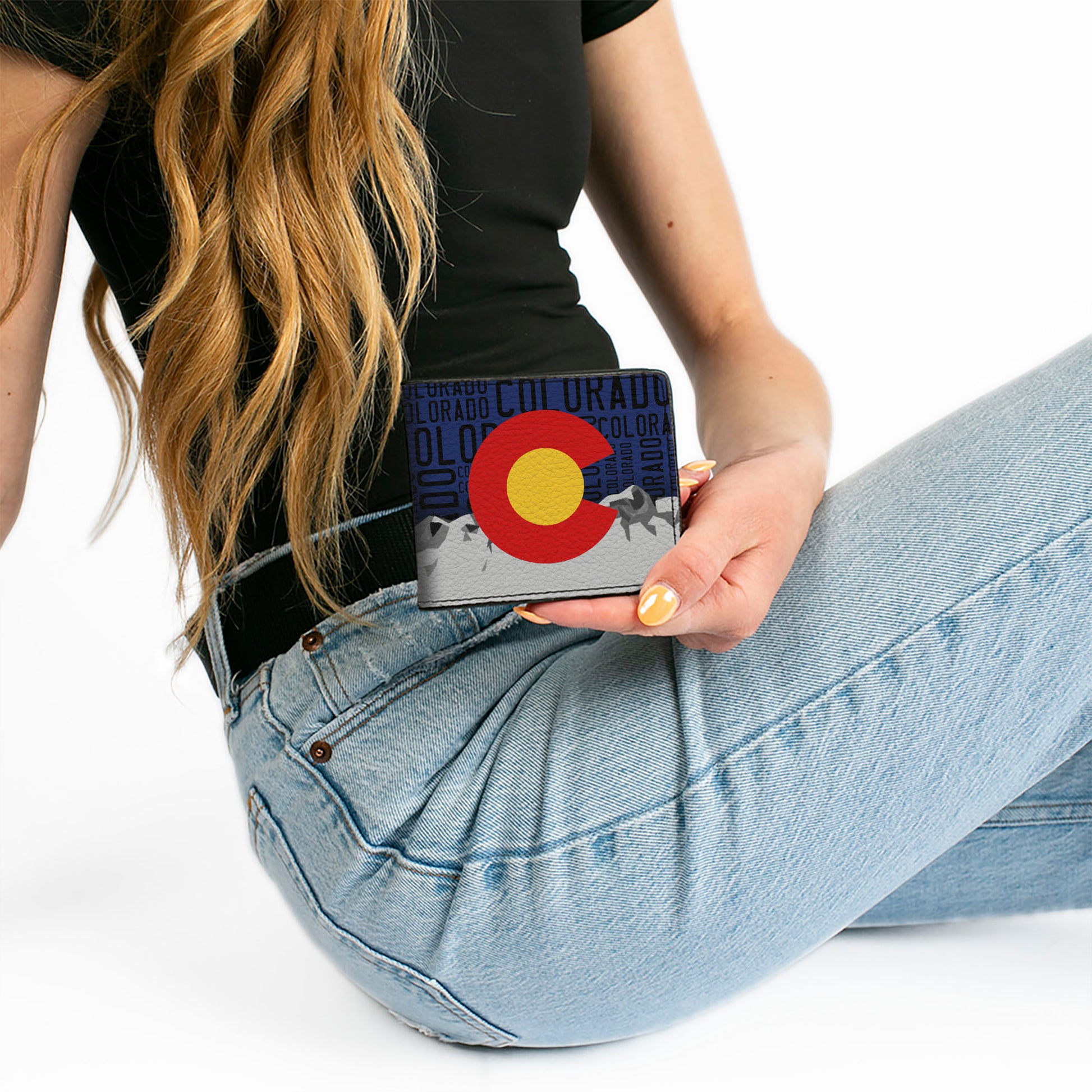 Bi-Fold Wallet - Colorado Logo Mountains Text Blue Black Bi-Fold Wallets Buckle-Down