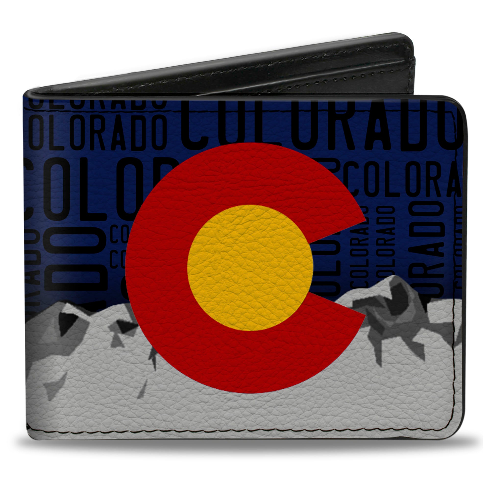 Bi-Fold Wallet - Colorado Logo Mountains Text Blue Black Bi-Fold Wallets Buckle-Down