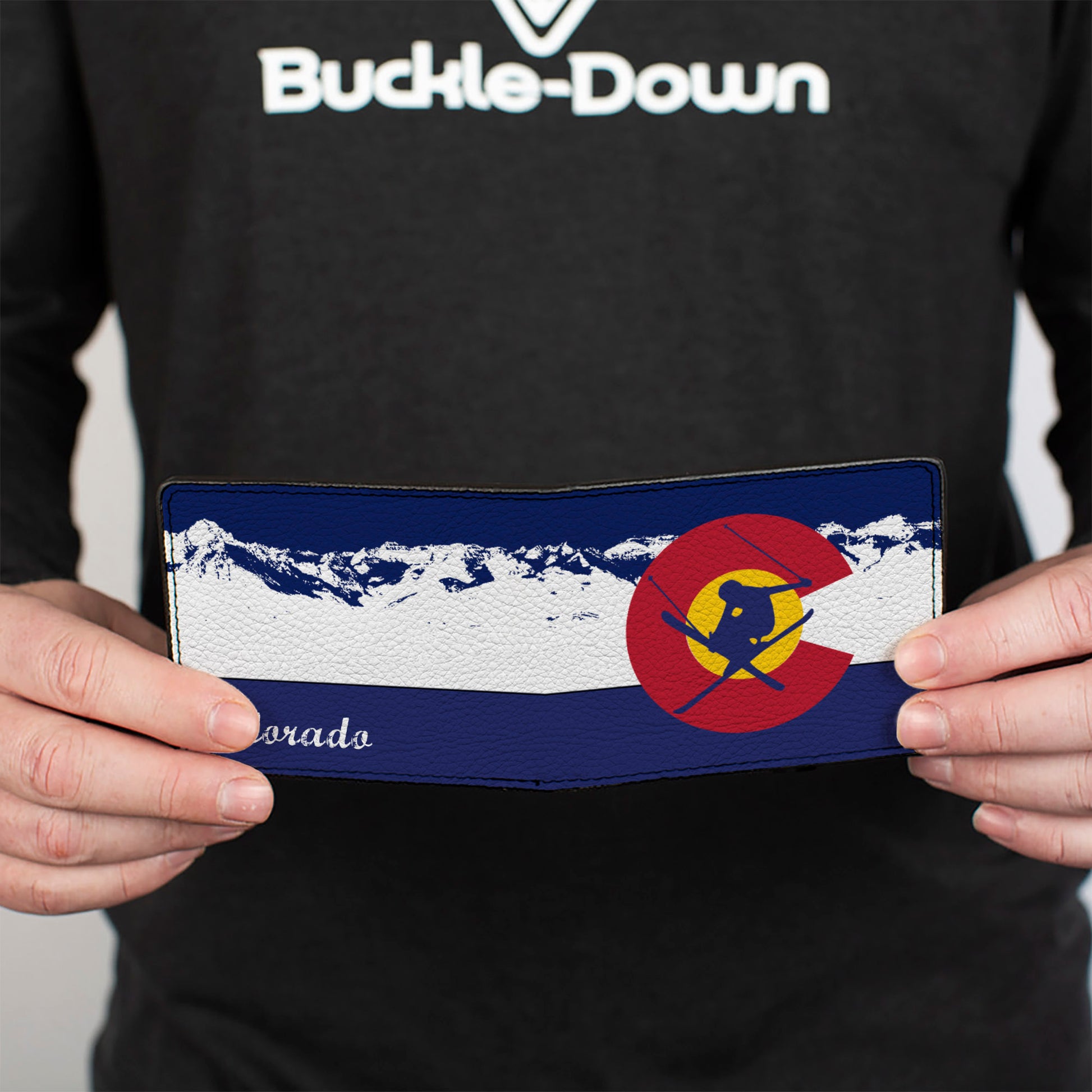 Bi-Fold Wallet - Colorado Skier4 Mountains Blues White Bi-Fold Wallets Buckle-Down