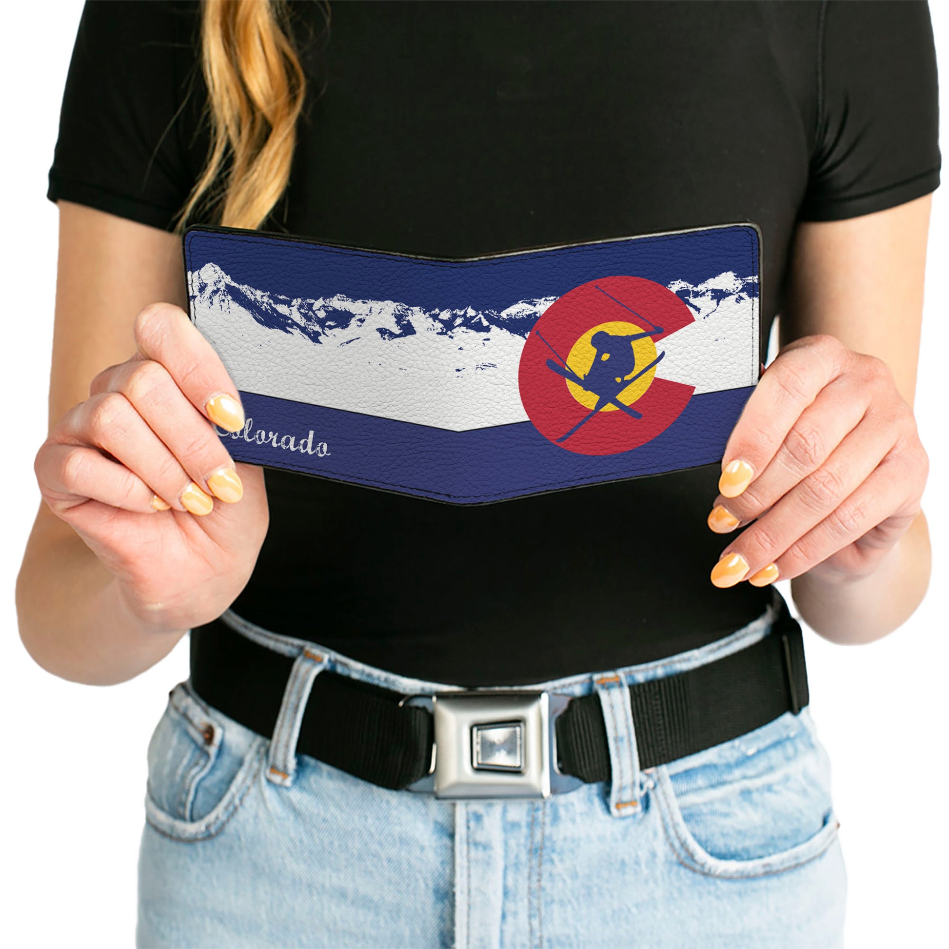 Bi-Fold Wallet - Colorado Skier4 Mountains Blues White Bi-Fold Wallets Buckle-Down