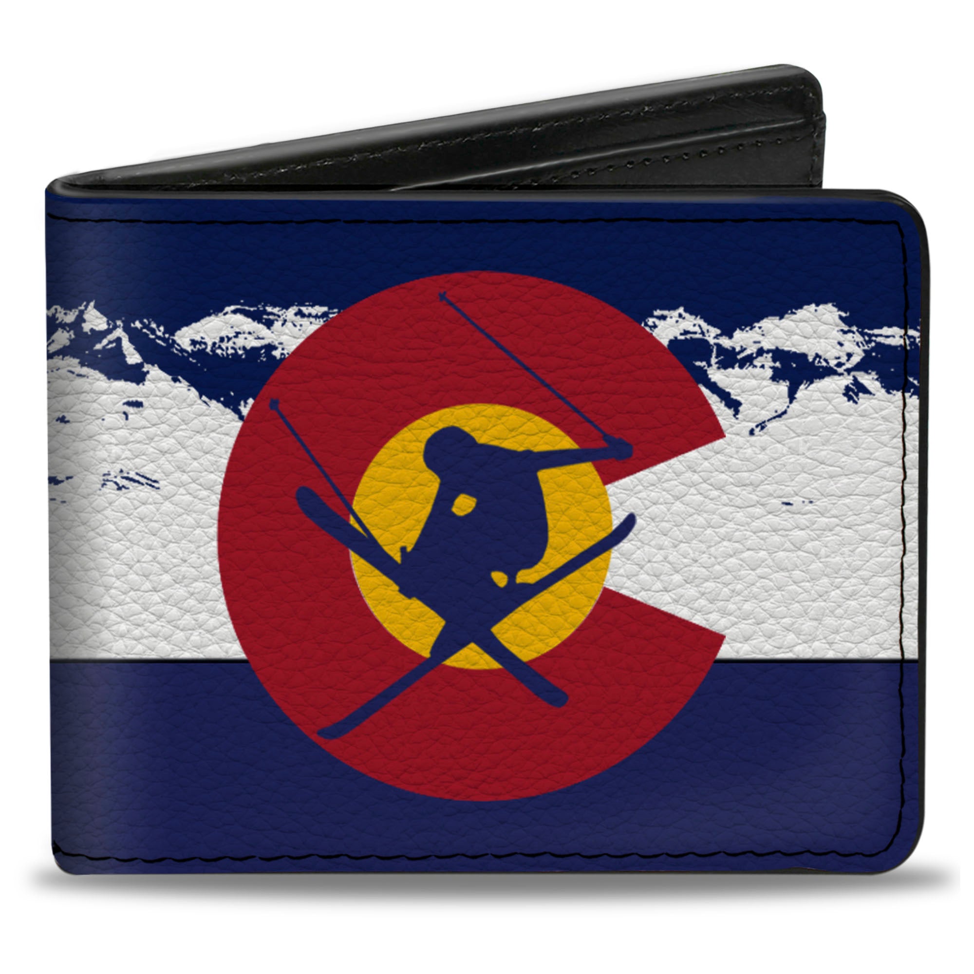 Bi-Fold Wallet - Colorado Skier4 Mountains Blues White Bi-Fold Wallets Buckle-Down