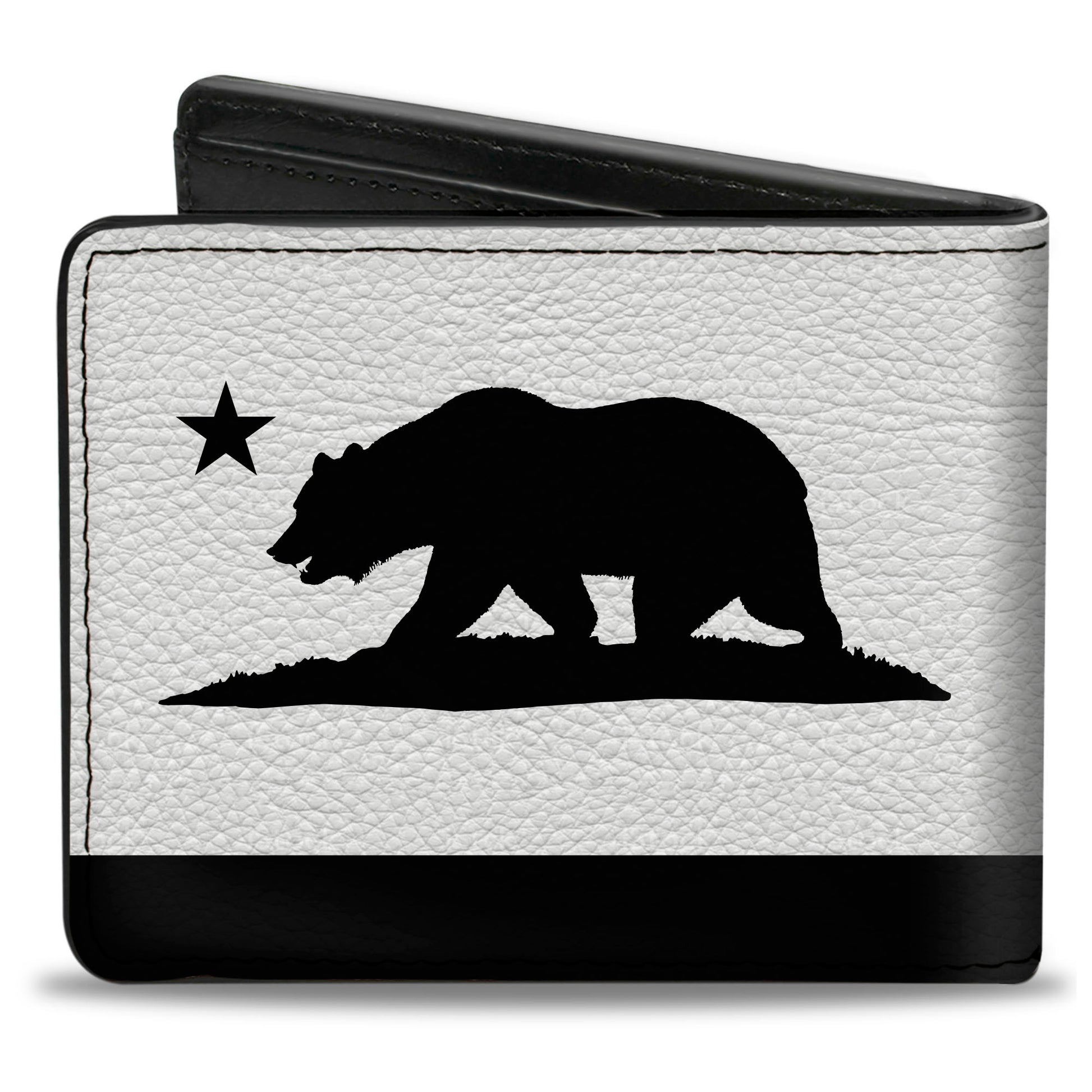 Bi-Fold Wallet - Cali Bear Flag Silhouette Black White Bi-Fold Wallets Buckle-Down