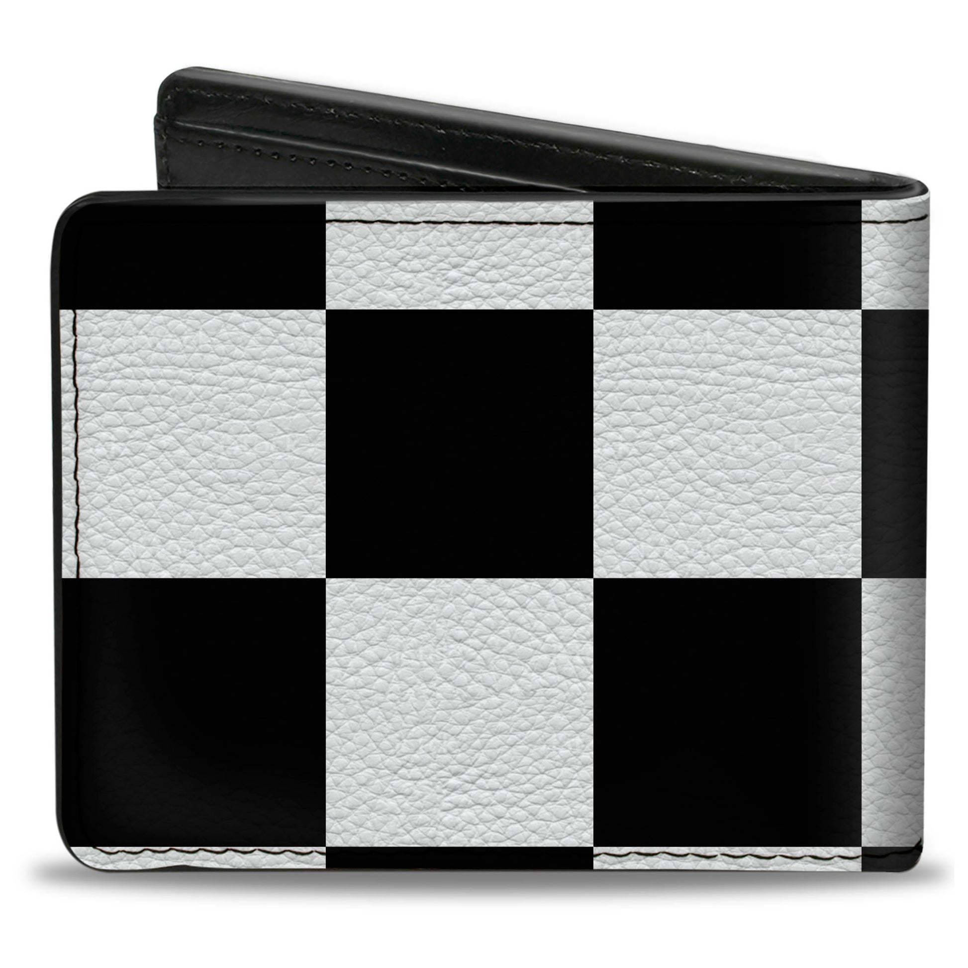 Bi-Fold Wallet - Checker CLOSE-UP Black White Bi-Fold Wallets Buckle-Down