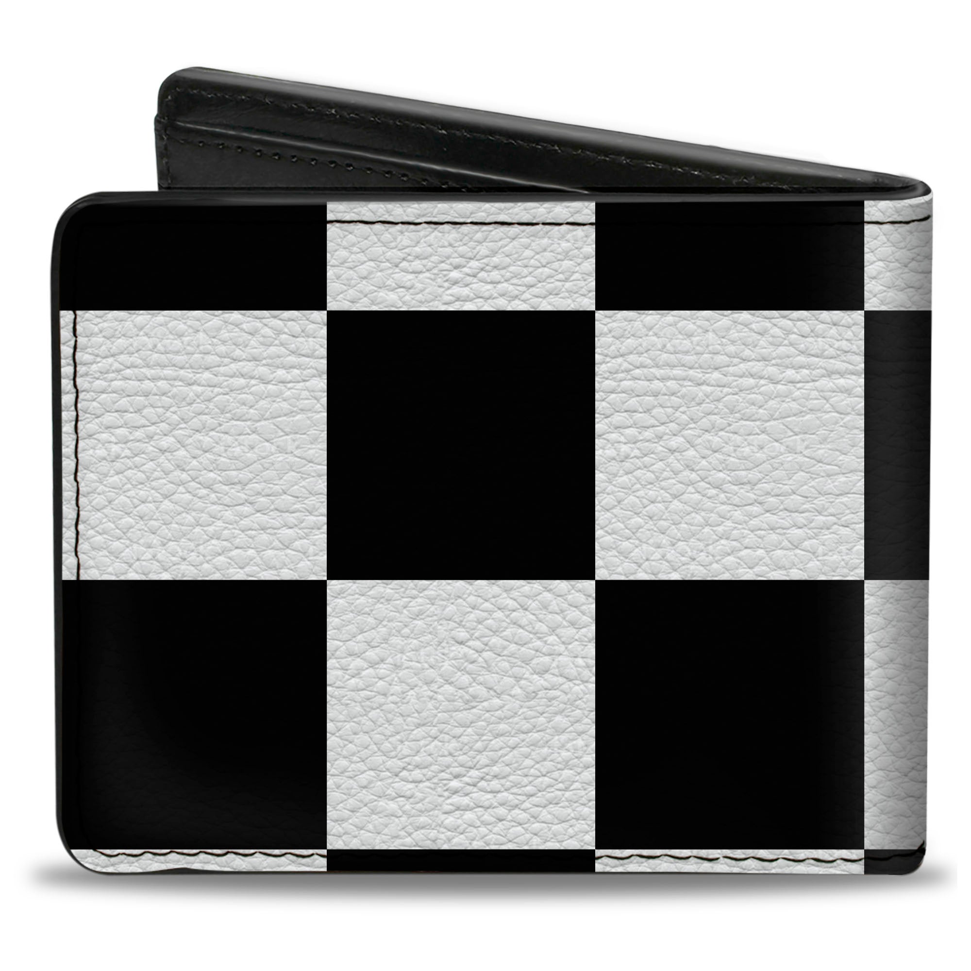 Bi-Fold Wallet - Checker CLOSE-UP Black White Bi-Fold Wallets Buckle-Down