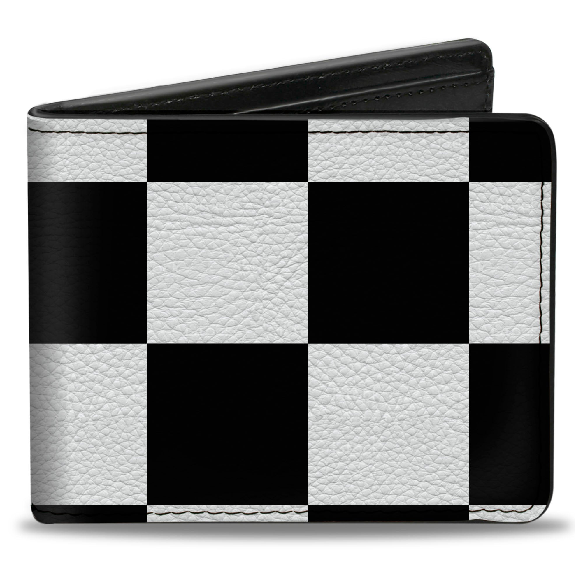 Bi-Fold Wallet - Checker CLOSE-UP Black White Bi-Fold Wallets Buckle-Down