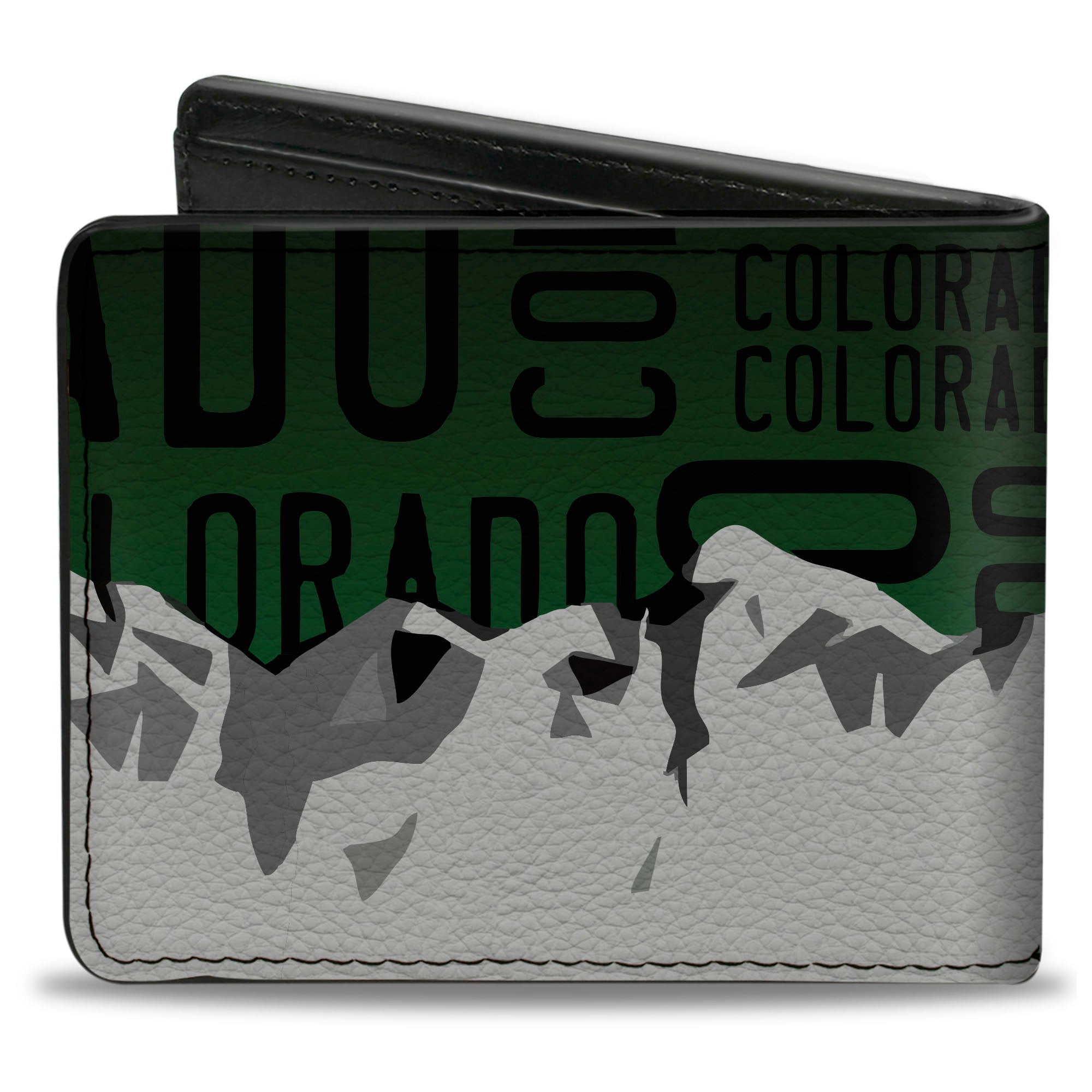 Bi-Fold Wallet - Colorado Mountains Green Black Text Grays Bi-Fold Wallets Buckle-Down