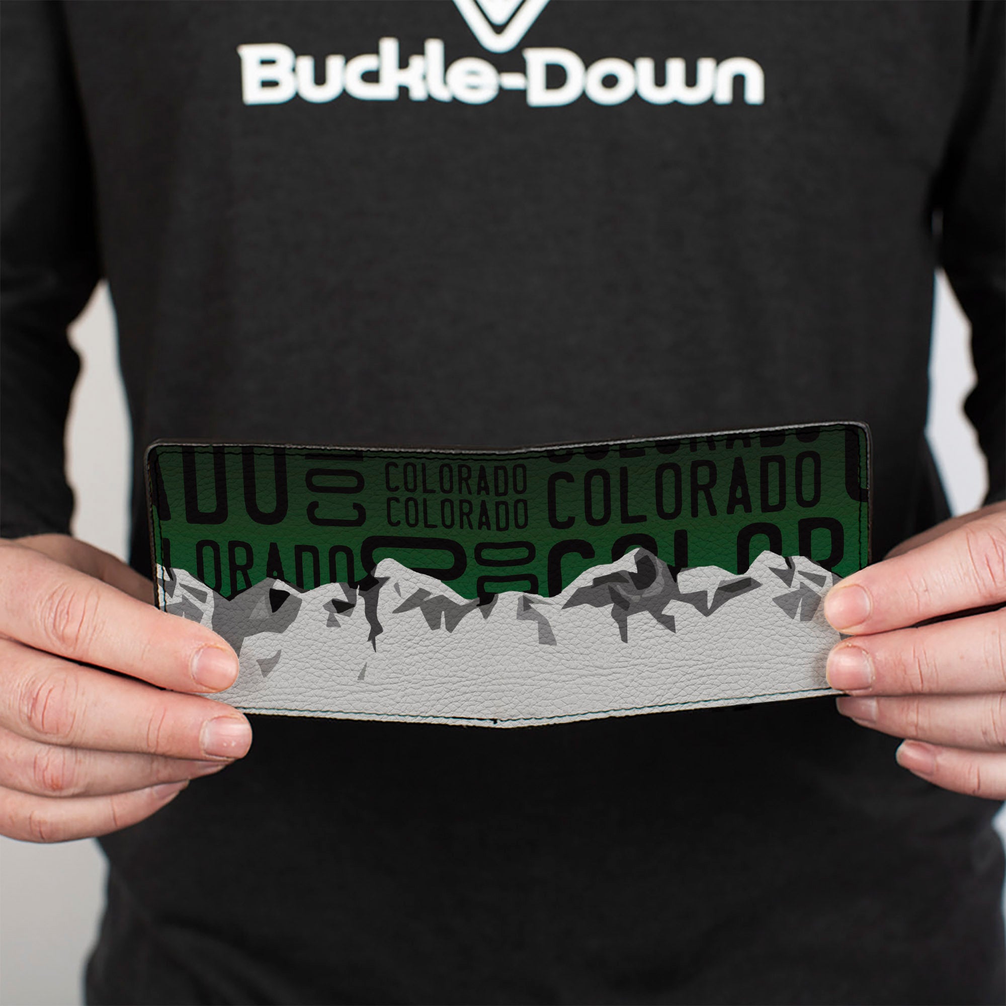 Bi-Fold Wallet - Colorado Mountains Green Black Text Grays Bi-Fold Wallets Buckle-Down
