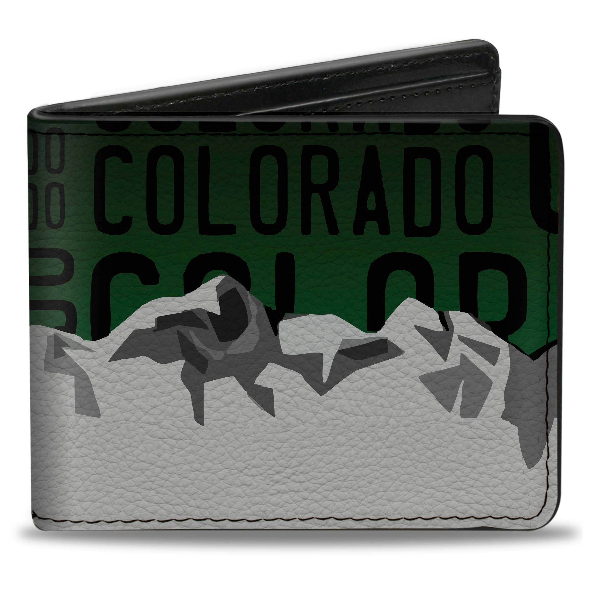 Bi-Fold Wallet - Colorado Mountains Green Black Text Grays Bi-Fold Wallets Buckle-Down