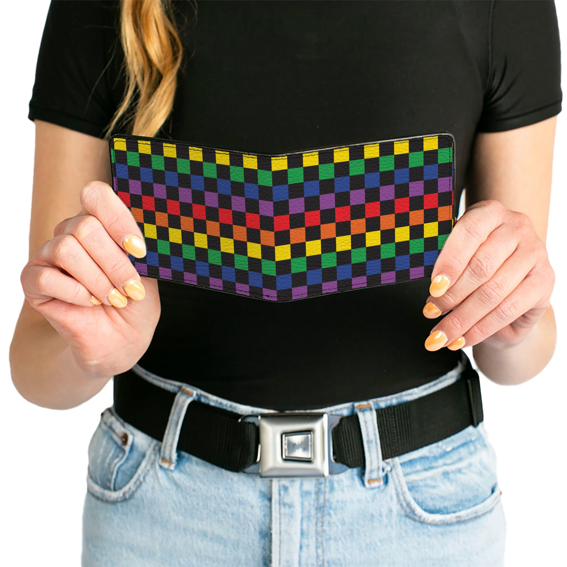Bi-Fold Wallet - Checker Black Rainbow Multi Color Bi-Fold Wallets Buckle-Down