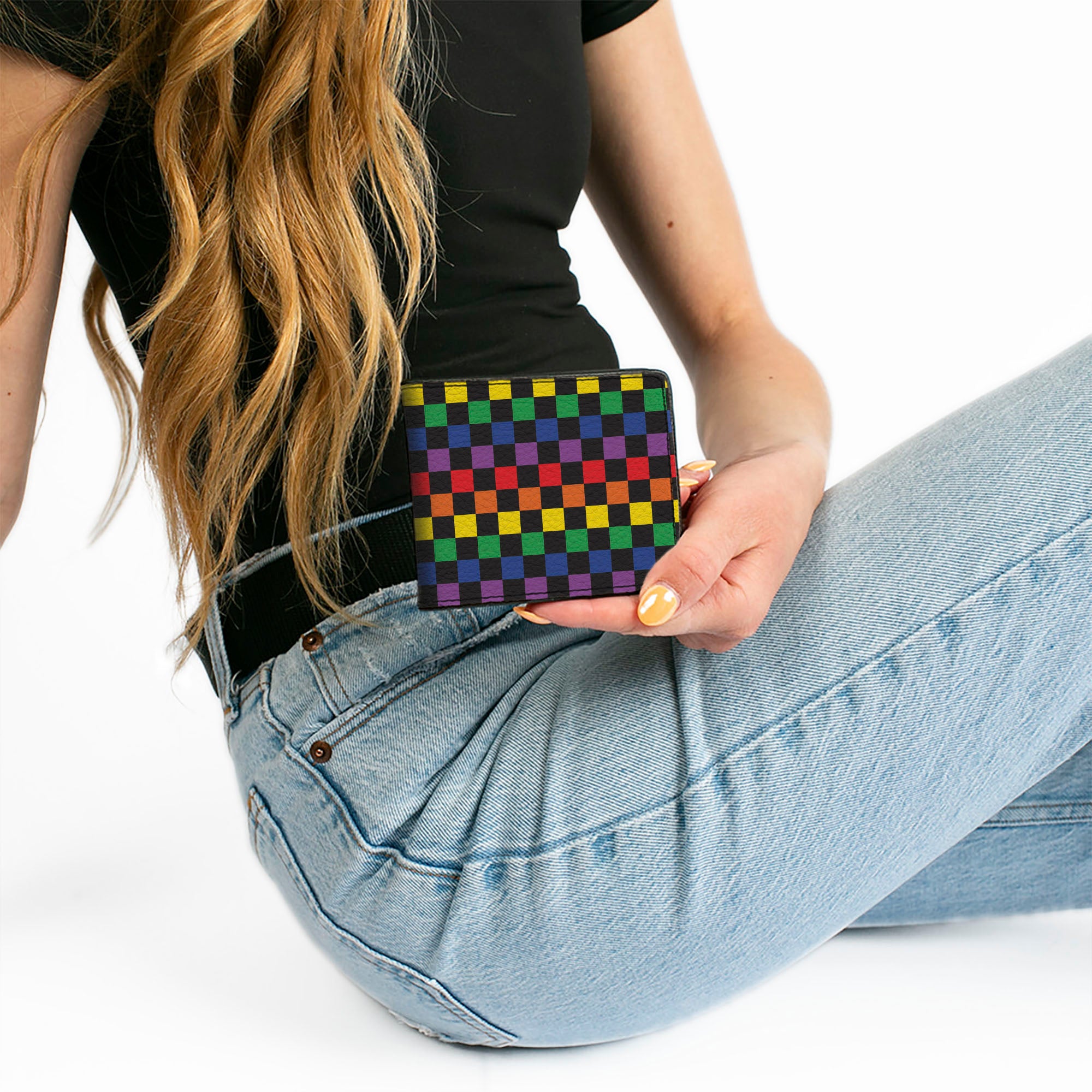 Bi-Fold Wallet - Checker Black Rainbow Multi Color Bi-Fold Wallets Buckle-Down