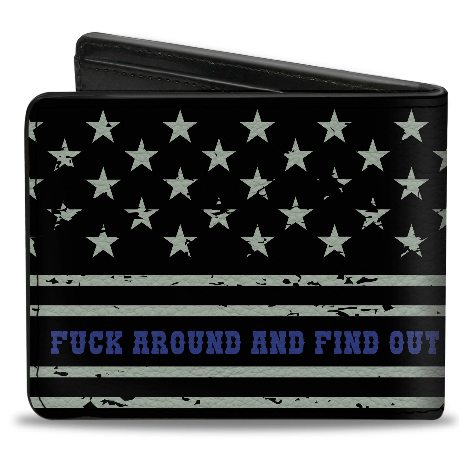 Bi-Fold Wallet - FAFO FUCK AROUND AND FIND OUT Thin Blue Line Flag Bi-Fold Wallets Buckle-Down