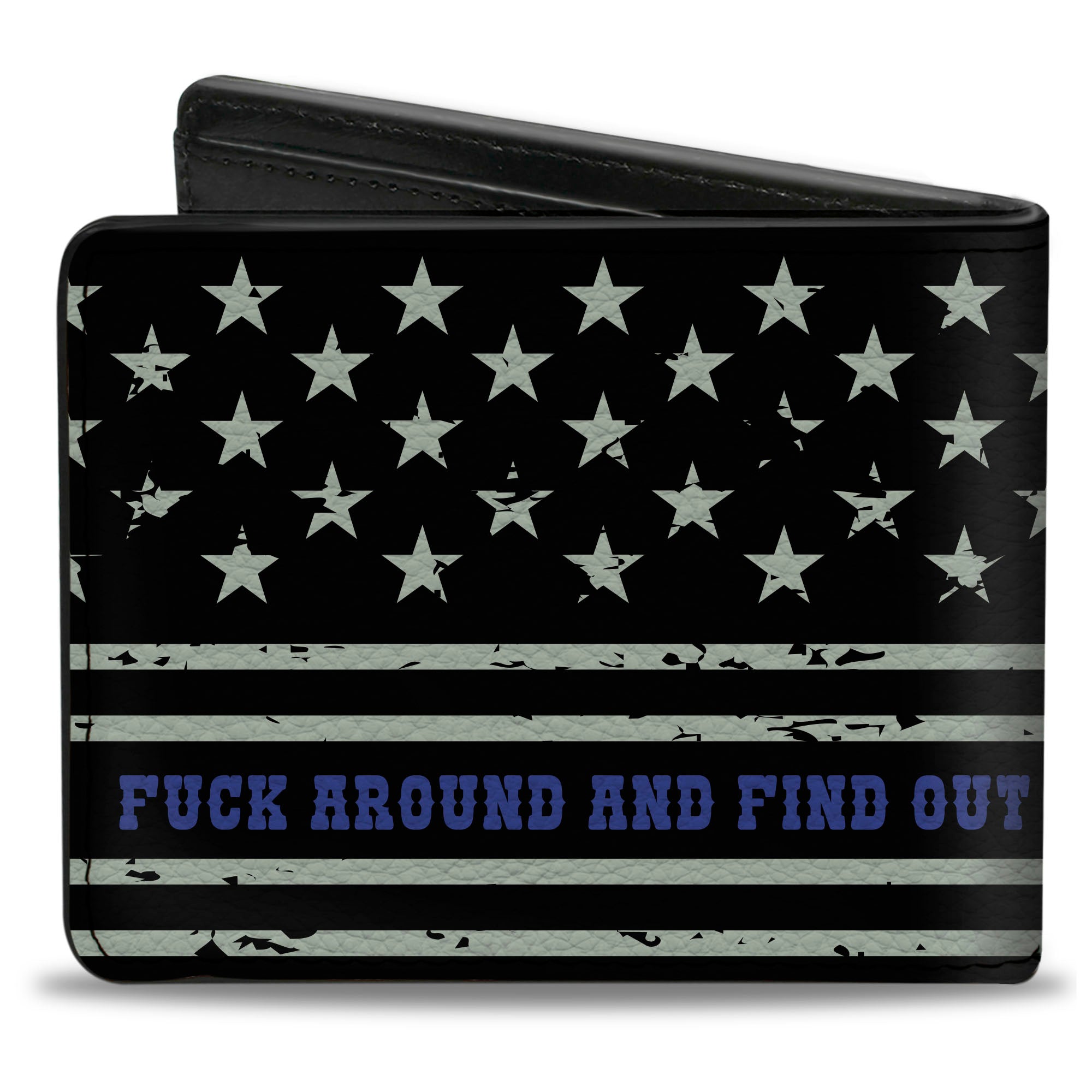Bi-Fold Wallet - FAFO FUCK AROUND AND FIND OUT Thin Blue Line Flag Bi-Fold Wallets Buckle-Down