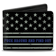 Bi-Fold Wallet - FAFO FUCK AROUND AND FIND OUT Thin Blue Line Flag Bi-Fold Wallets Buckle-Down