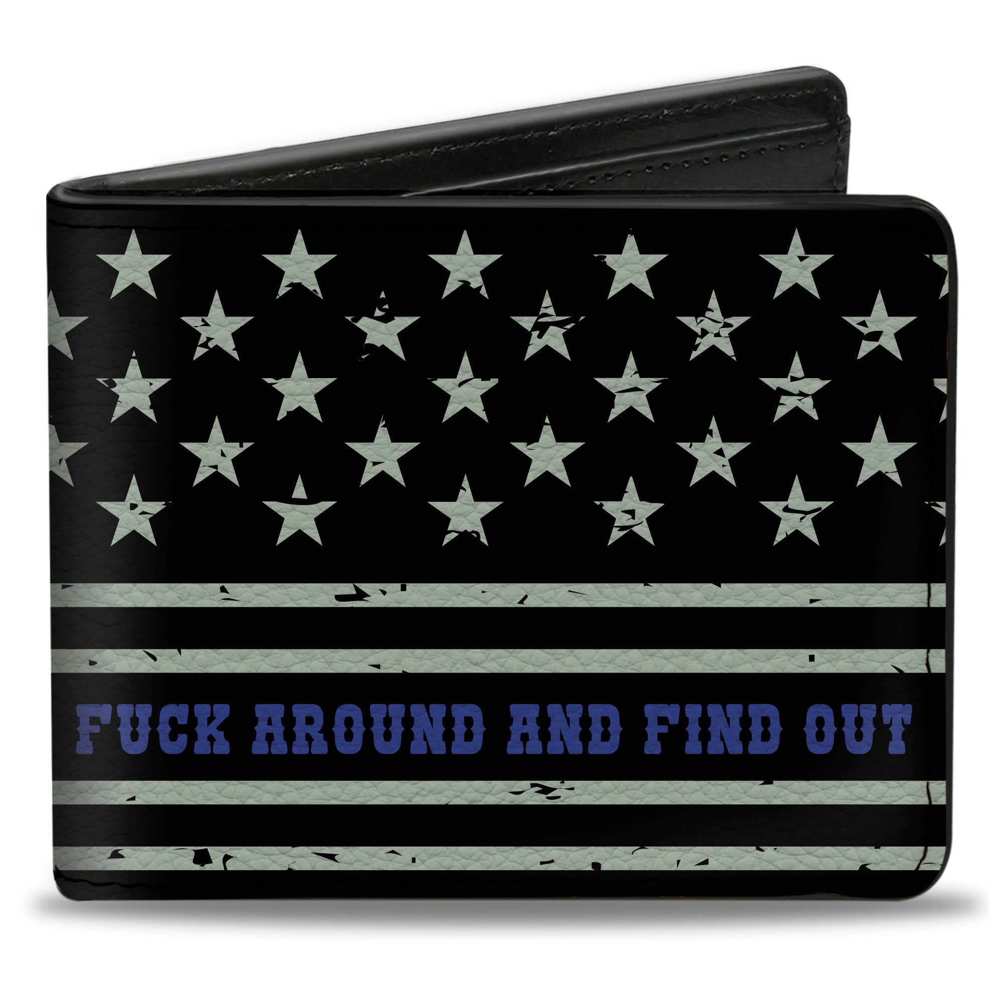 Bi-Fold Wallet - FAFO FUCK AROUND AND FIND OUT Thin Blue Line Flag Bi-Fold Wallets Buckle-Down