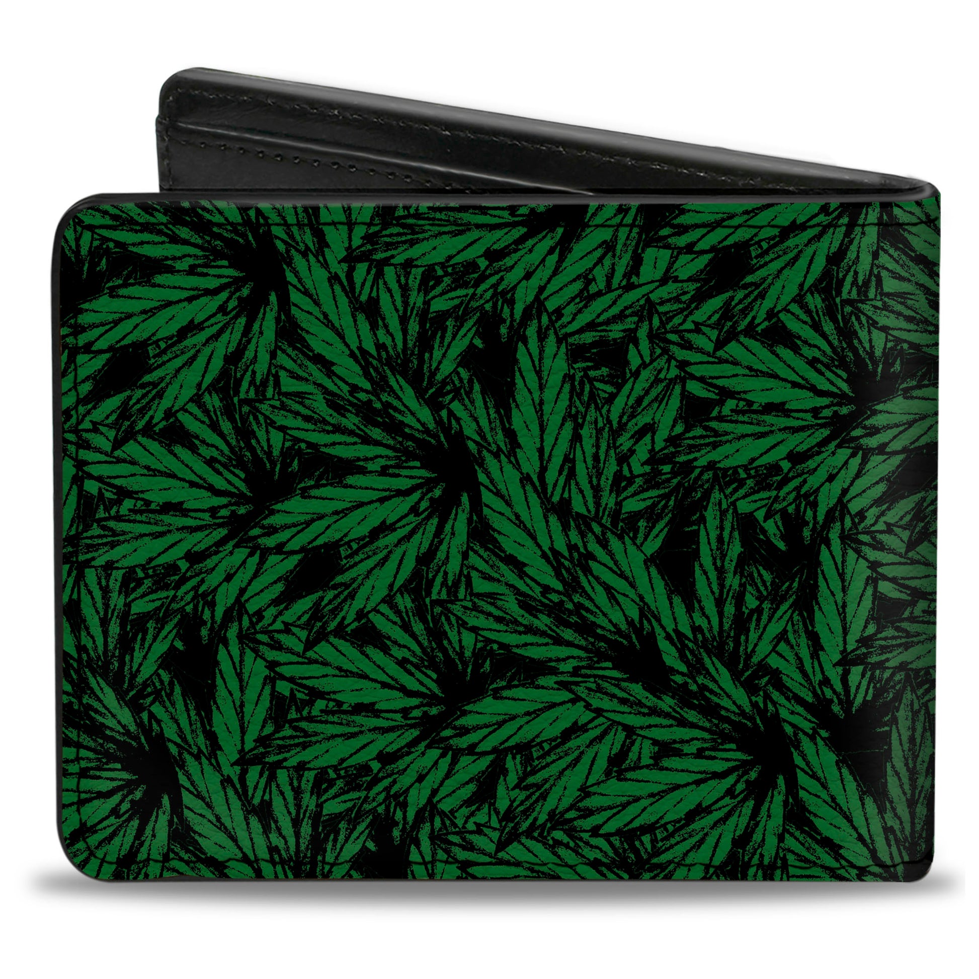 Bi-Fold Wallet - Marijauna Leaves Stacked TRUST ME I'M A DOCTOR Black Green White Bi-Fold Wallets Buckle-Down