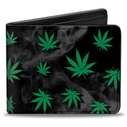 Bi-Fold Wallet - Pot Leaves Black Smoke Green Bi-Fold Wallets Buckle-Down