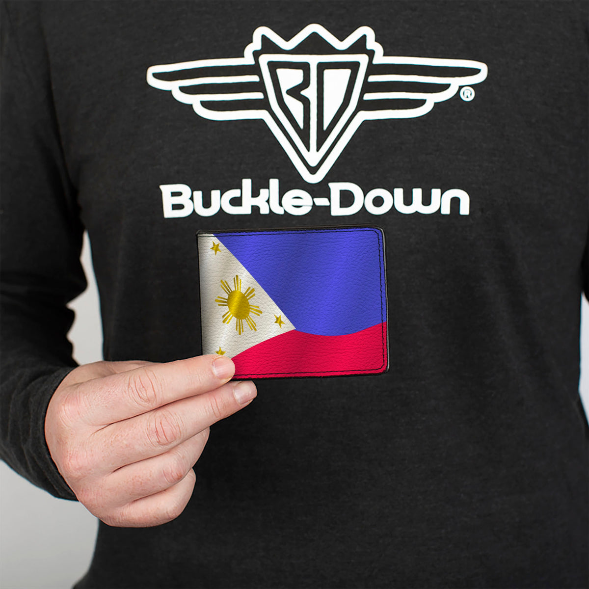 Bi-Fold Wallet - Philippines Waving Flag Full Color/Black Bi-Fold Wallets Buckle-Down