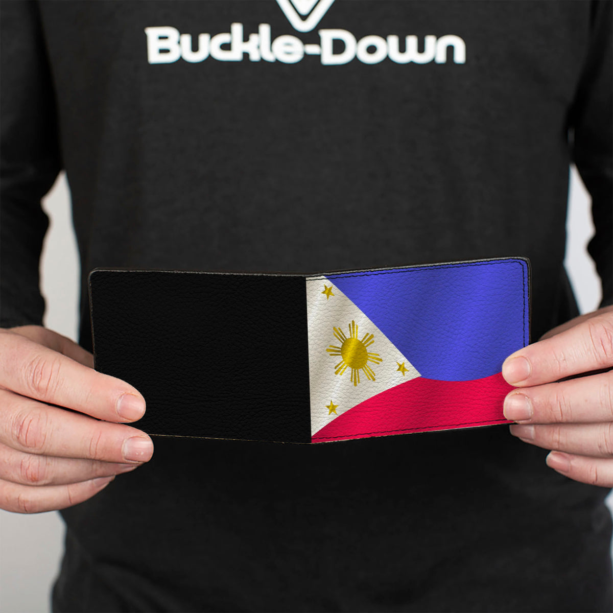 Bi-Fold Wallet - Philippines Waving Flag Full Color/Black Bi-Fold Wallets Buckle-Down