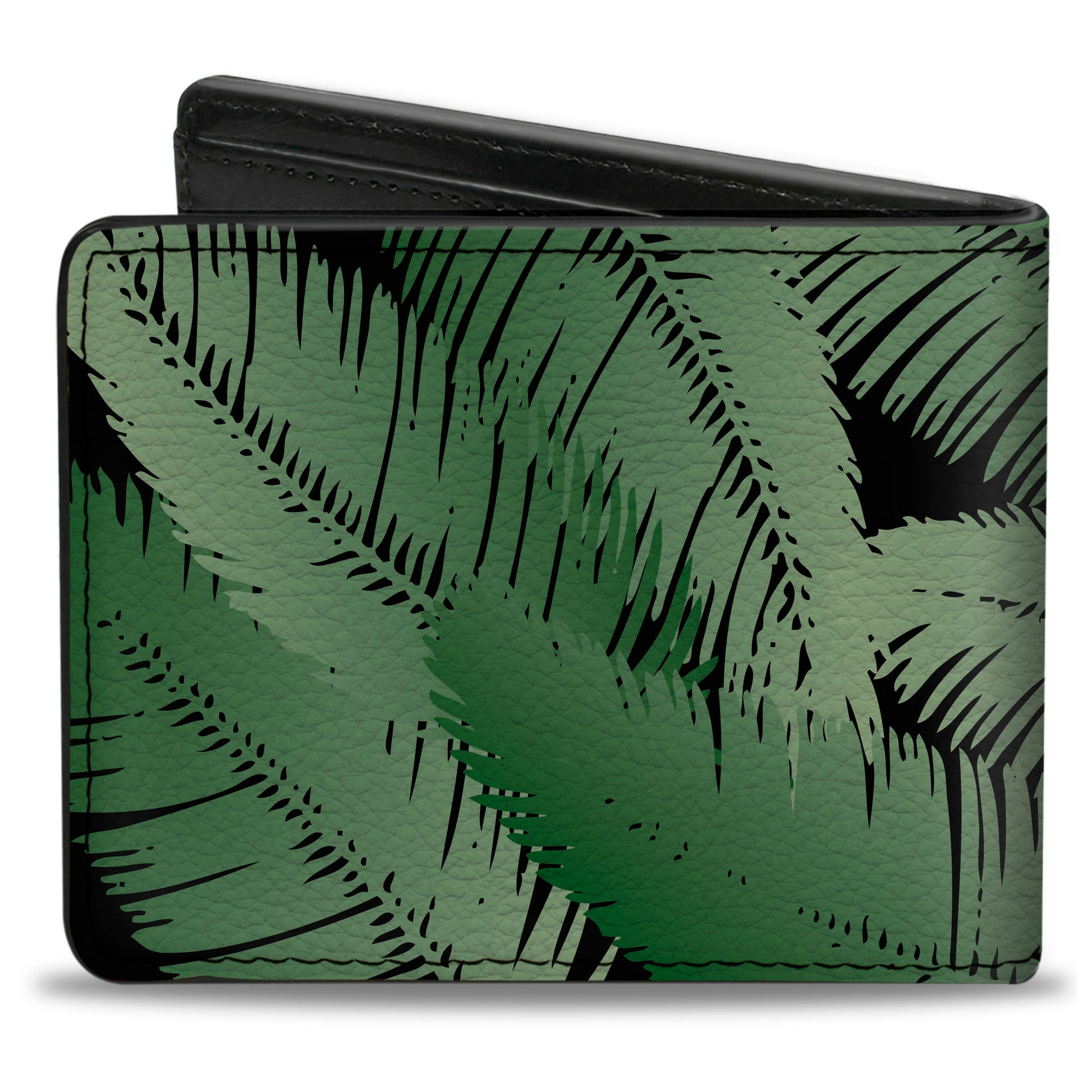 Bi-Fold Wallet - Palm Fronds Stacked Black Greens Bi-Fold Wallets Buckle-Down