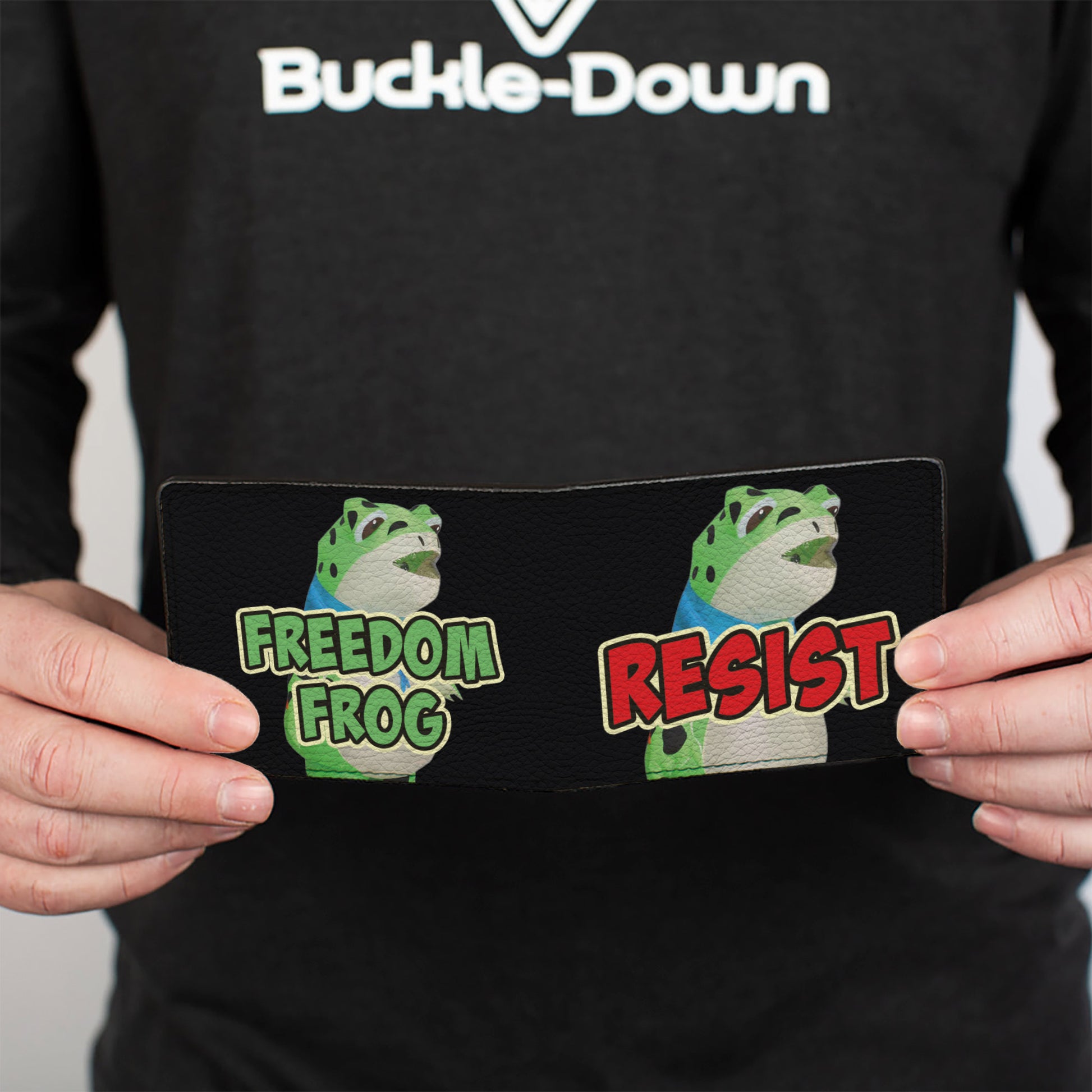 Bi-Fold Wallet - Portland RESIST FREEDOM FROG Pose Black Bi-Fold Wallets Buckle-Down