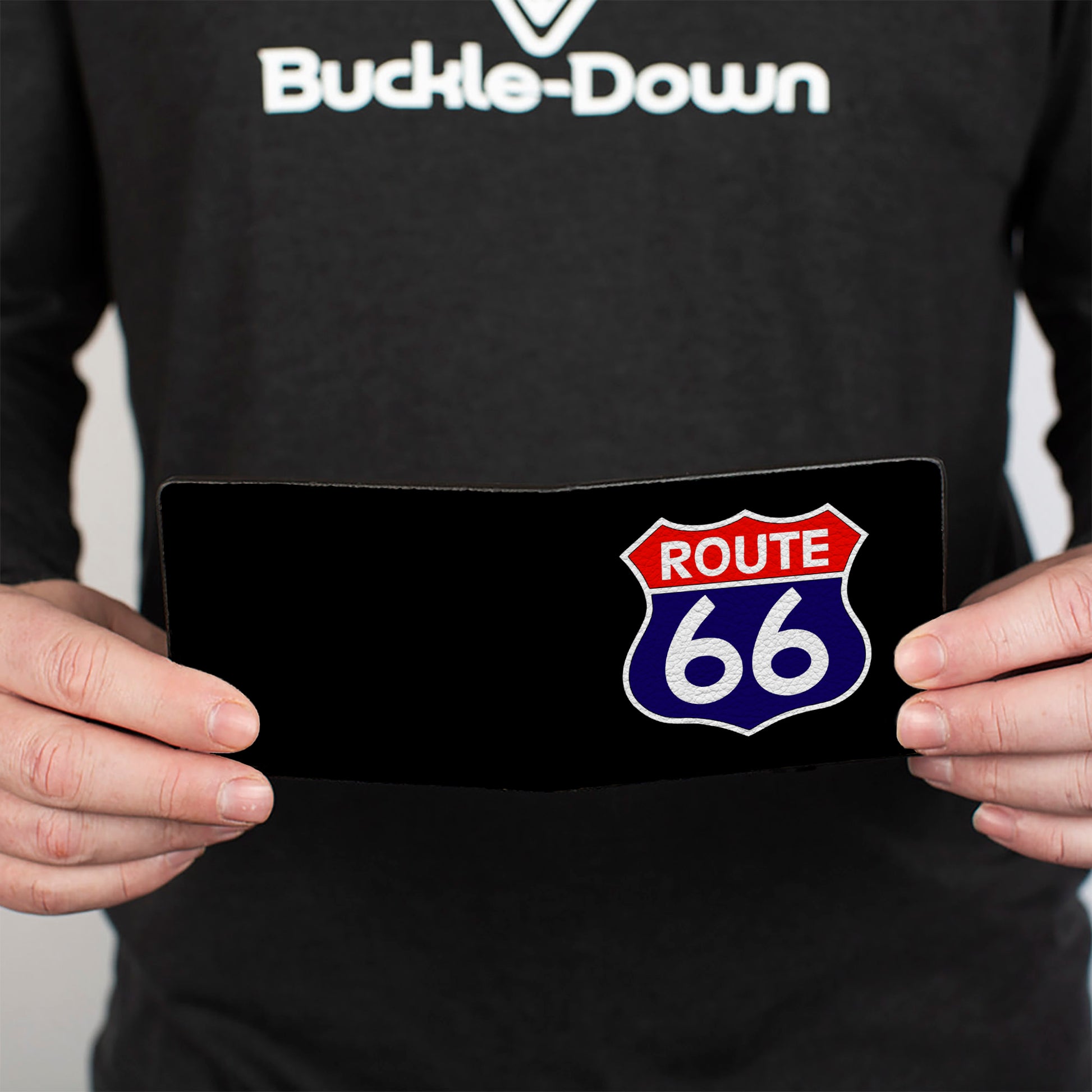 Bi-Fold Wallet - ROUTE 66 Highway Sign Black White Red Blue Bi-Fold Wallets Buckle-Down