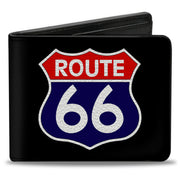 Bi-Fold Wallet - ROUTE 66 Highway Sign Black White Red Blue Bi-Fold Wallets Buckle-Down