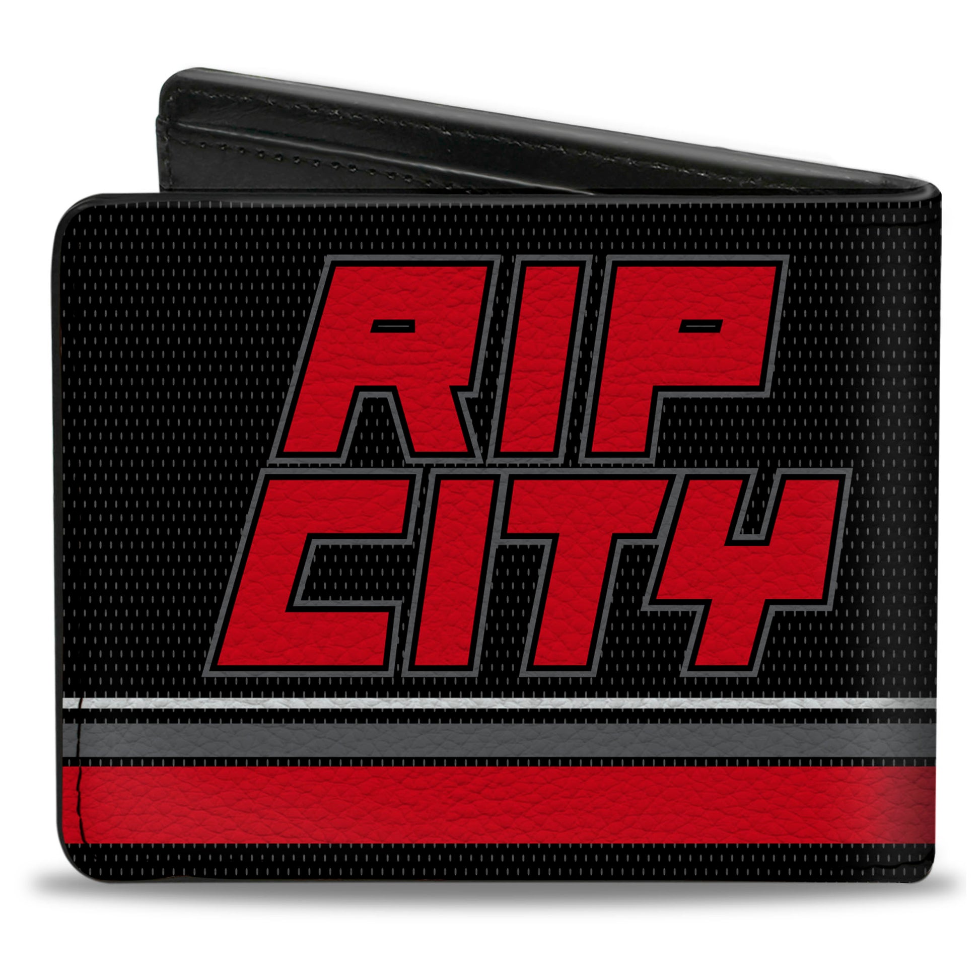 Bi-Fold Wallet - RIP CITY Stripe Mesh Black Gray Red Bi-Fold Wallets Buckle-Down