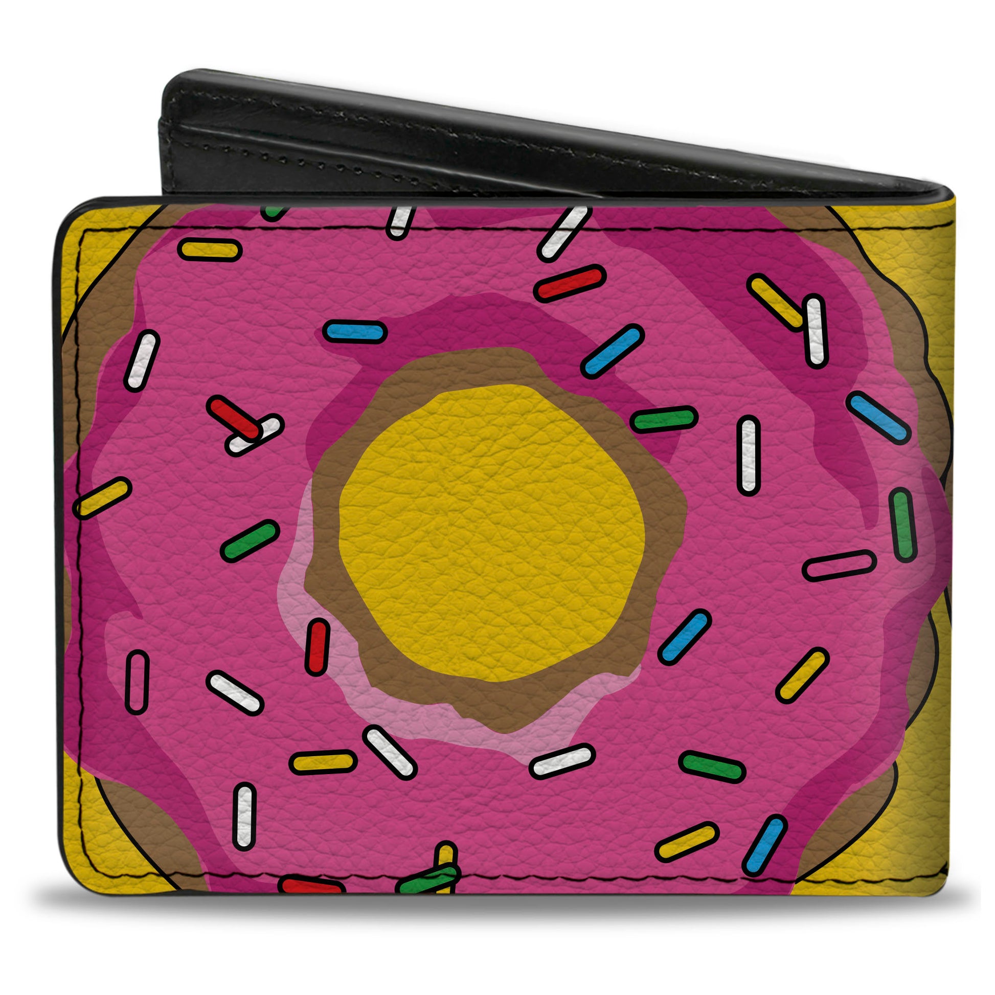 Bi-Fold Wallet - Sprinkled Pink Glaze Donut Yellow Bi-Fold Wallets Buckle-Down