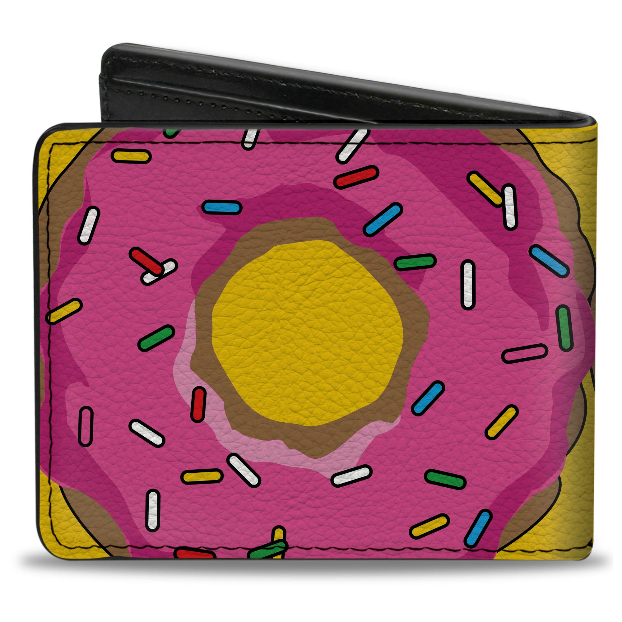 Bi-Fold Wallet - Sprinkled Pink Glaze Donut Yellow Bi-Fold Wallets Buckle-Down