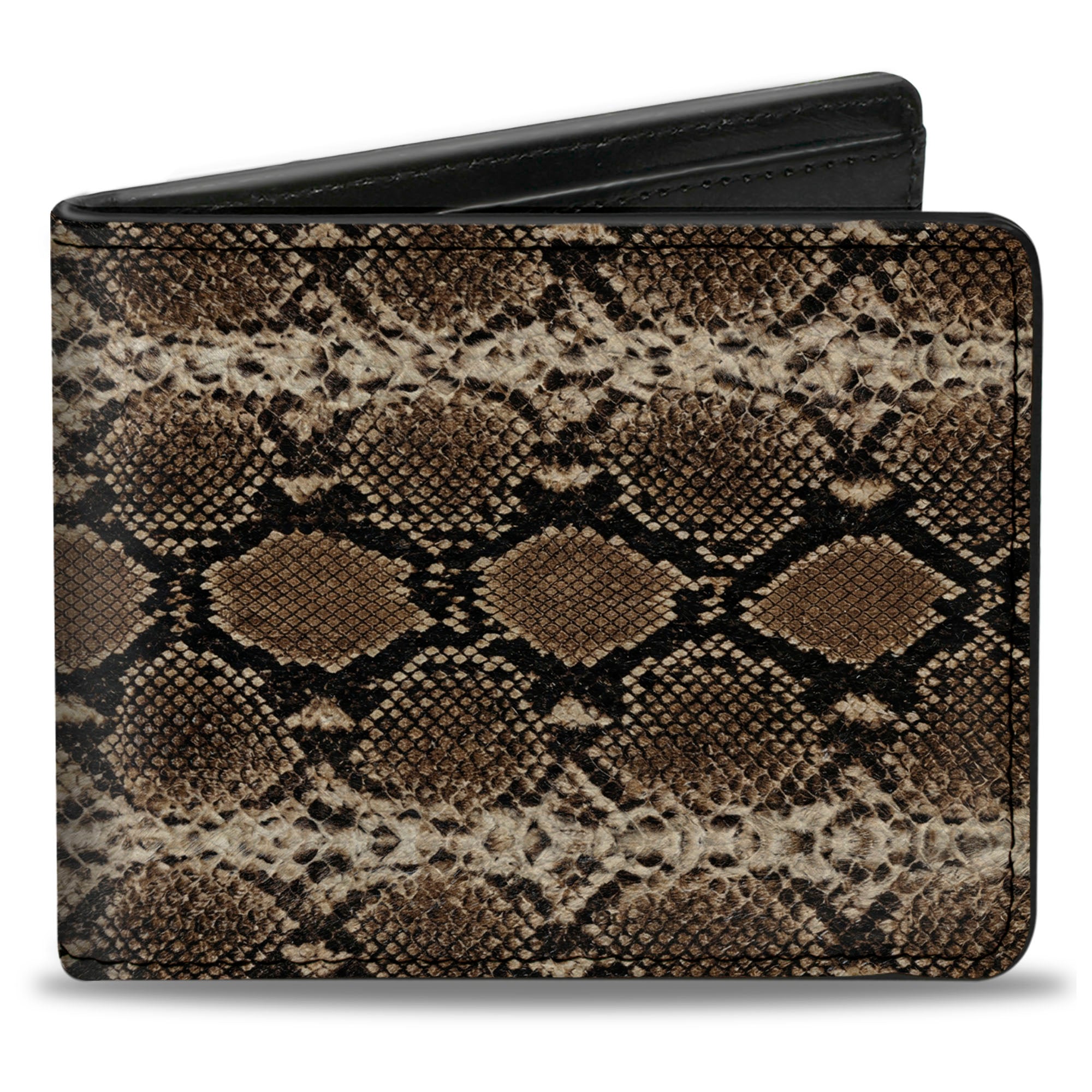 Bi-Fold Wallet - Snake Skin Pattern Print Browns Bi-Fold Wallets Buckle-Down