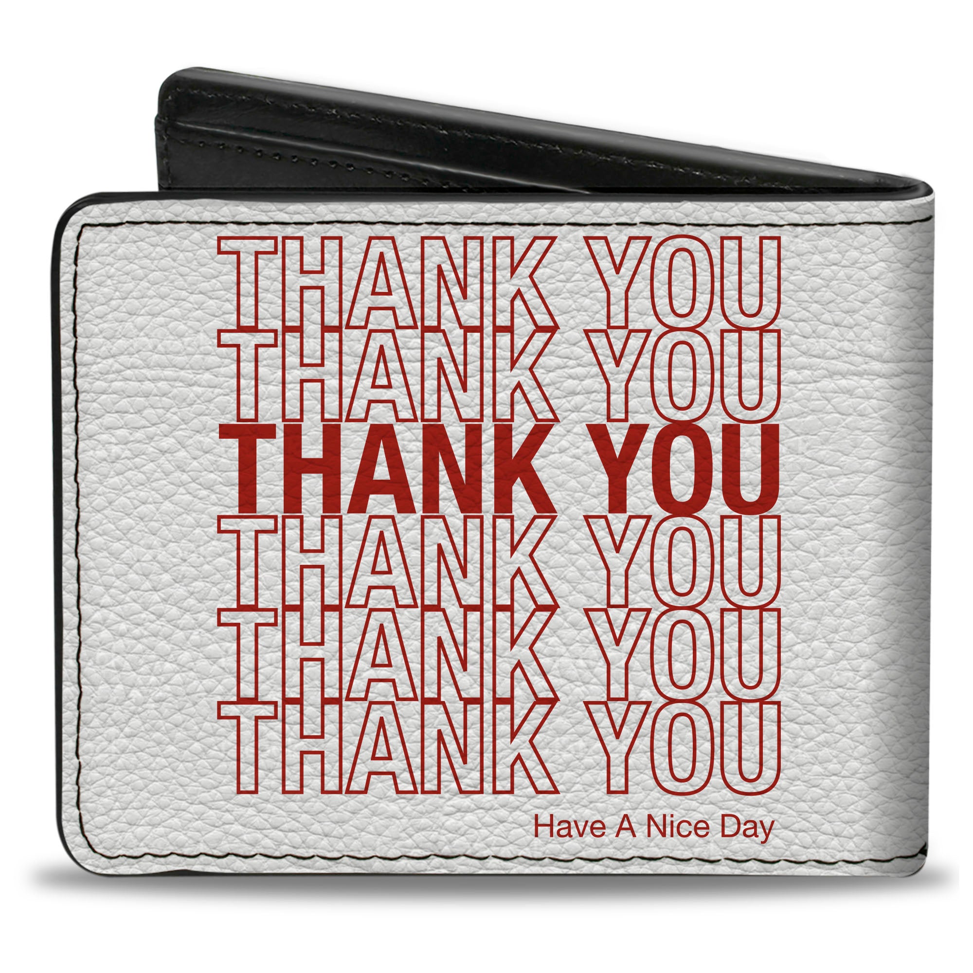 Bi-Fold Wallet - THANK YOU HAVE A NICE DAY Bag Print White Red Bi-Fold Wallets Buckle-Down