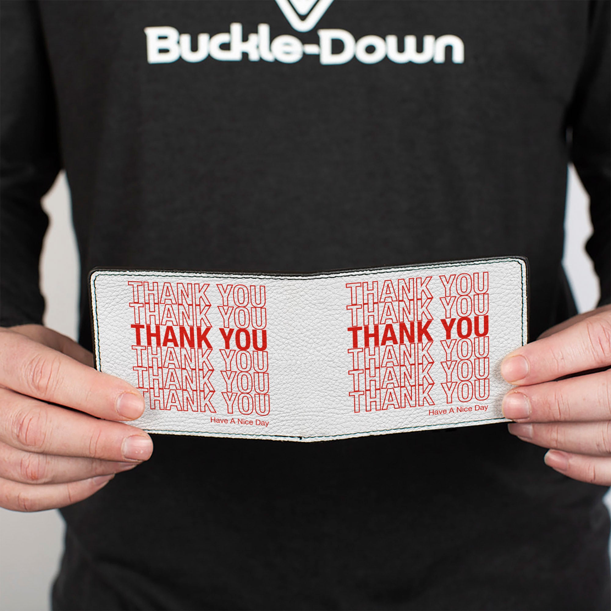 Bi-Fold Wallet - THANK YOU HAVE A NICE DAY Bag Print White Red Bi-Fold Wallets Buckle-Down