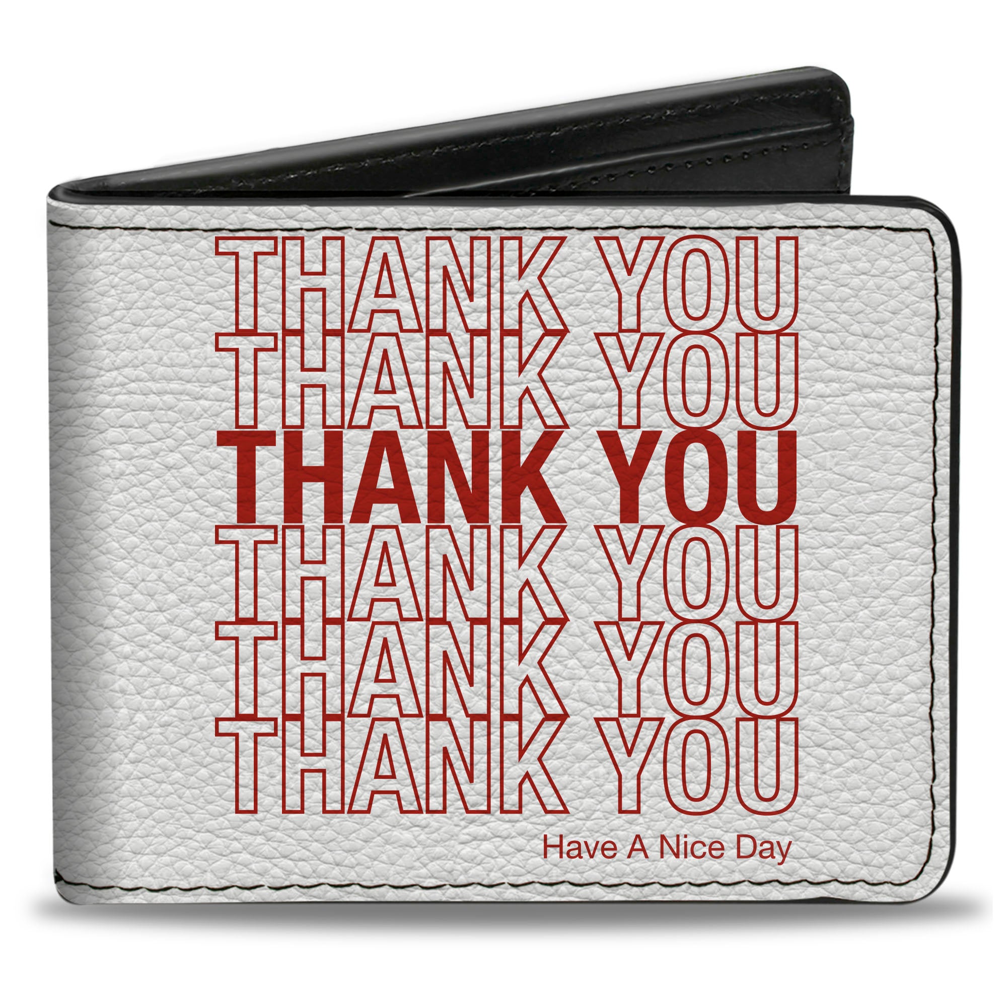 Bi-Fold Wallet - THANK YOU HAVE A NICE DAY Bag Print White Red Bi-Fold Wallets Buckle-Down