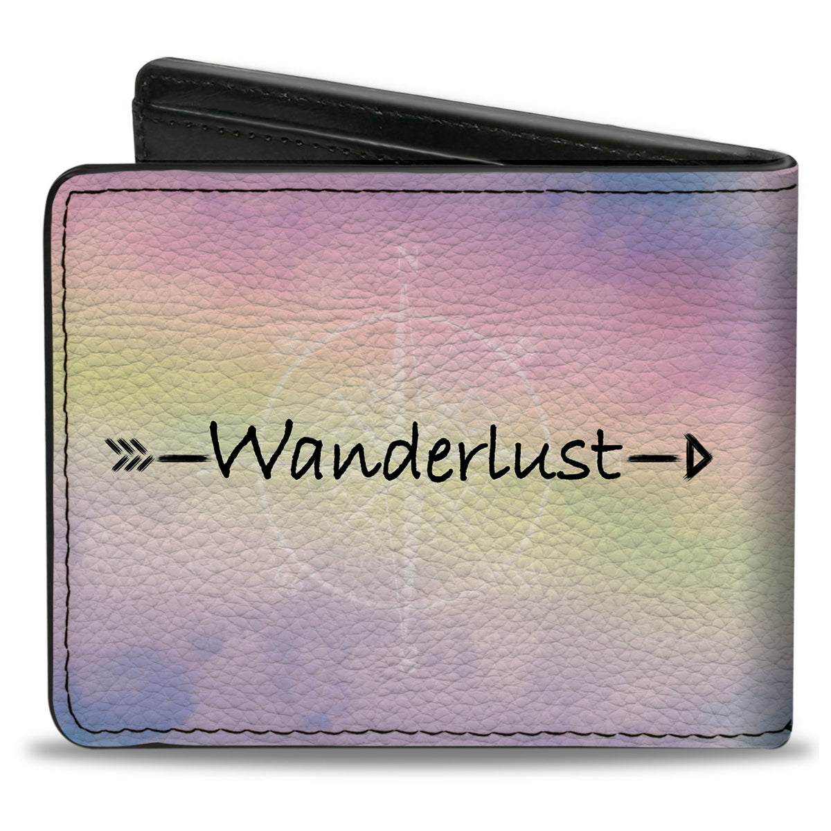 Bi-Fold Wallet - WANDERLUST/Compass Multi Pastel Fade/White/Black Bi-Fold Wallets Buckle-Down