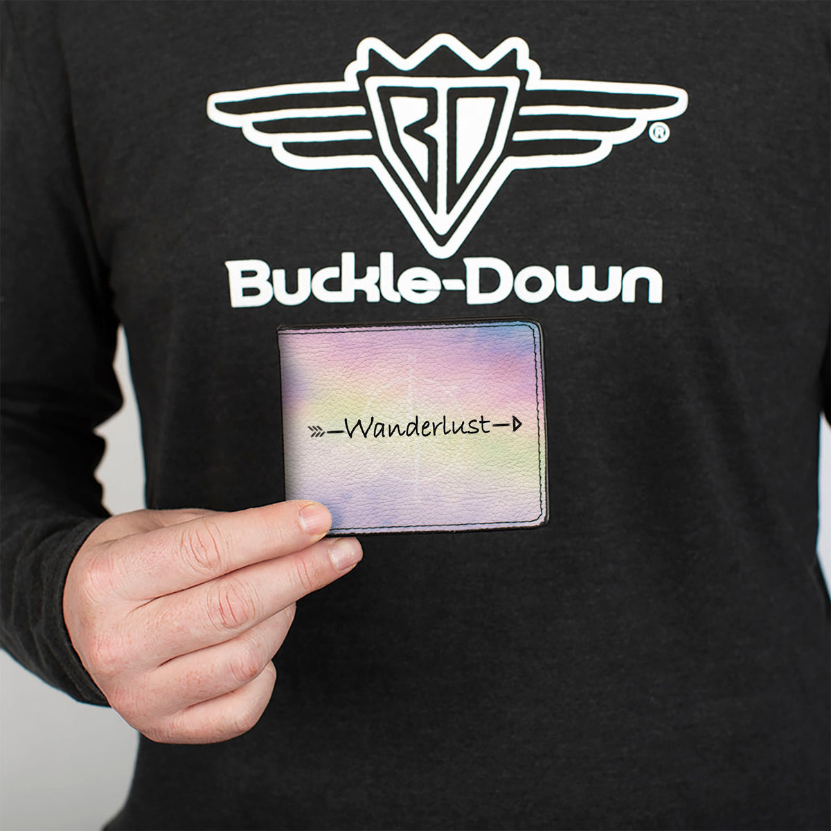 Bi-Fold Wallet - WANDERLUST/Compass Multi Pastel Fade/White/Black Bi-Fold Wallets Buckle-Down