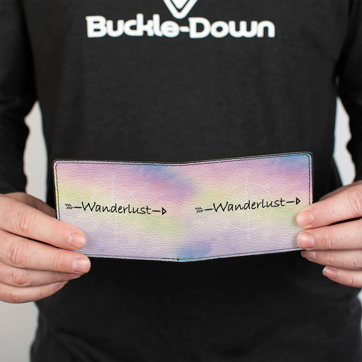 Bi-Fold Wallet - WANDERLUST/Compass Multi Pastel Fade/White/Black Bi-Fold Wallets Buckle-Down